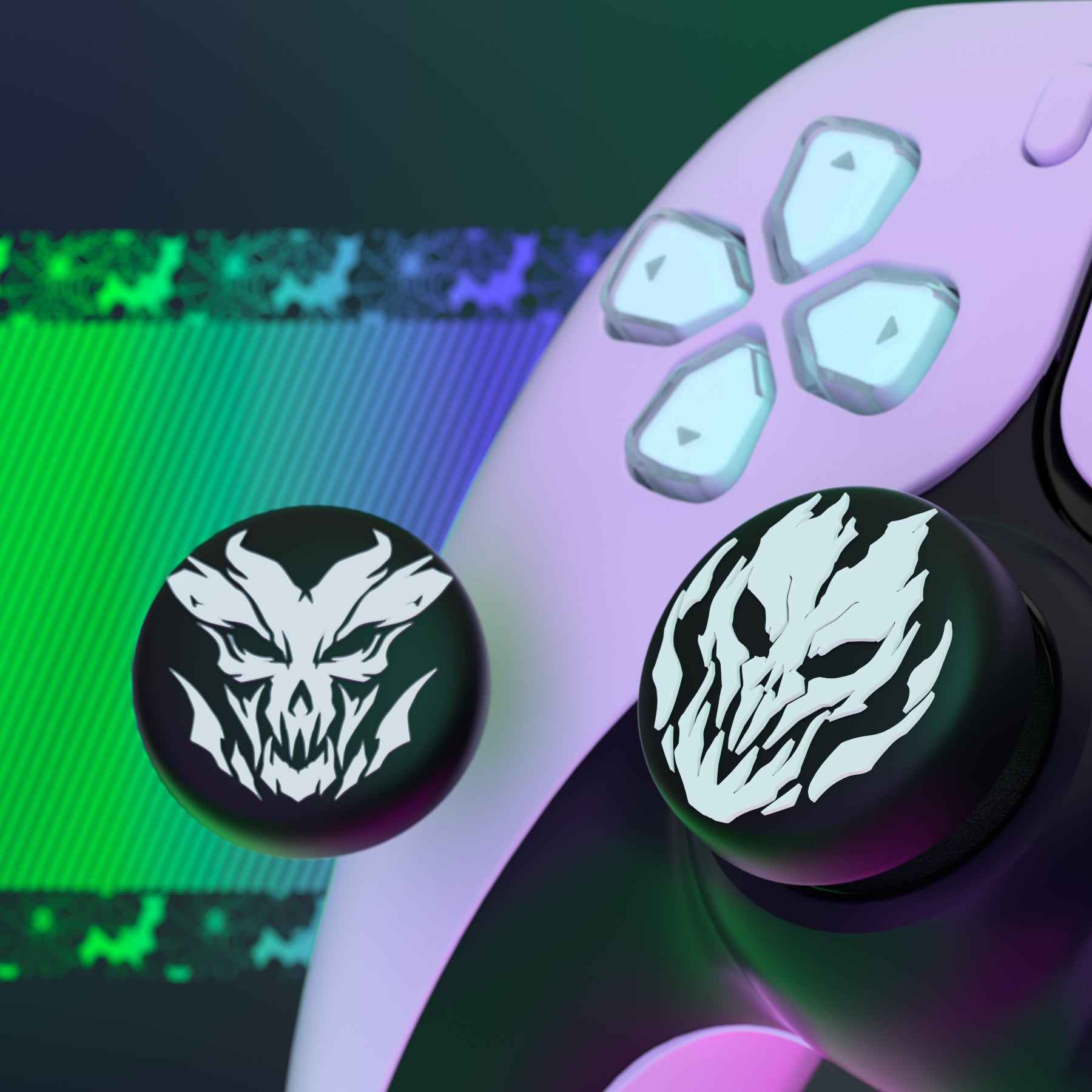 PlayVital Fire Demons Thumb Grip Caps for PS5 & PS4 & Xbox Series X/S & Switch Pro Controller PlayVital