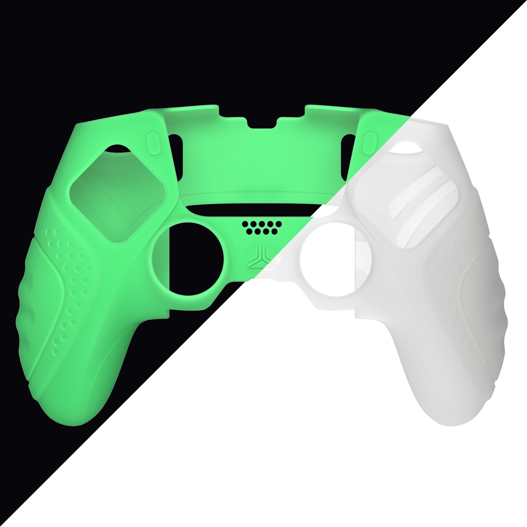PlayVital Guardian Edition Anti-Slip Ergonomic Silicone Cover Case with Thumb Grip Caps for PS5 Edge Controller - Glow in Dark - Green - EHPFP006 PlayVital
