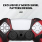 PlayVital Guardian Edition Ergonomic Anti-Slip Silicone Cover Skin with Thumb Grip Caps for PS5 Wireless Controller, Compatible with Charging Station - Red & Black - YHPF028 PlayVital