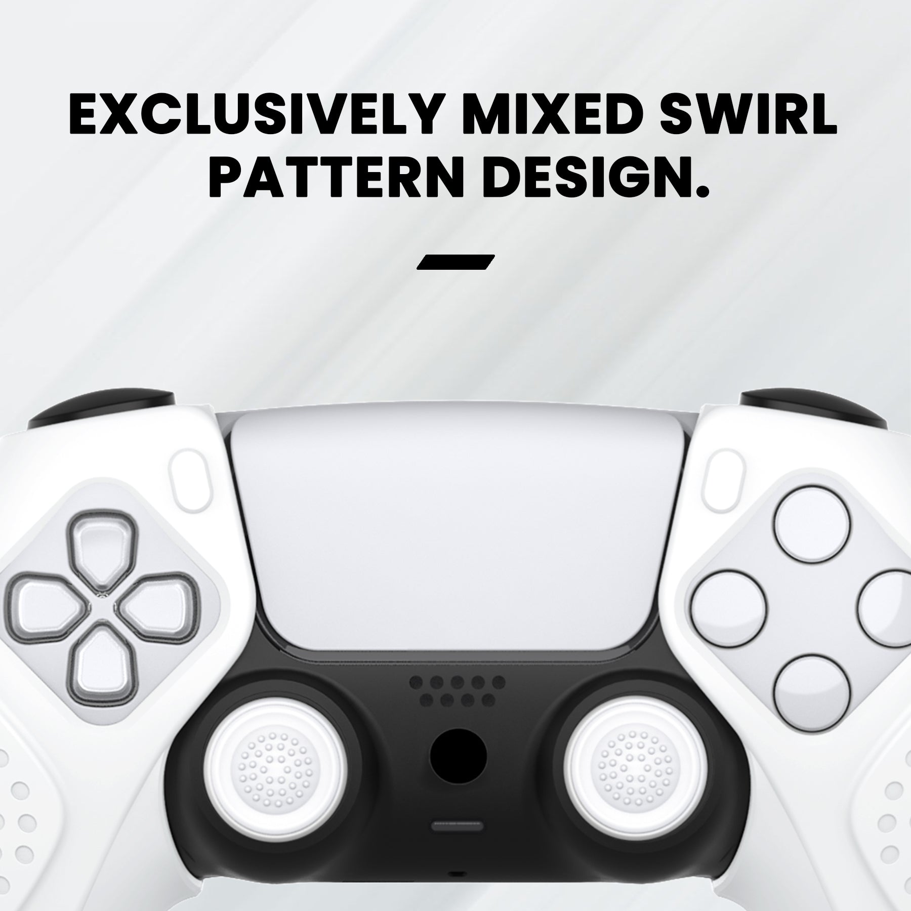 PlayVital Guardian Edition Ergonomic Anti-Slip Silicone Cover Skin with Thumb Grip Caps for PS5 Wireless Controller, Compatible with Charging Station - White - YHPF027 PlayVital