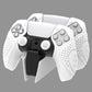 PlayVital Guardian Edition Ergonomic Anti-Slip Silicone Cover Skin with Thumb Grip Caps for PS5 Wireless Controller, Compatible with Charging Station - White - YHPF027 PlayVital
