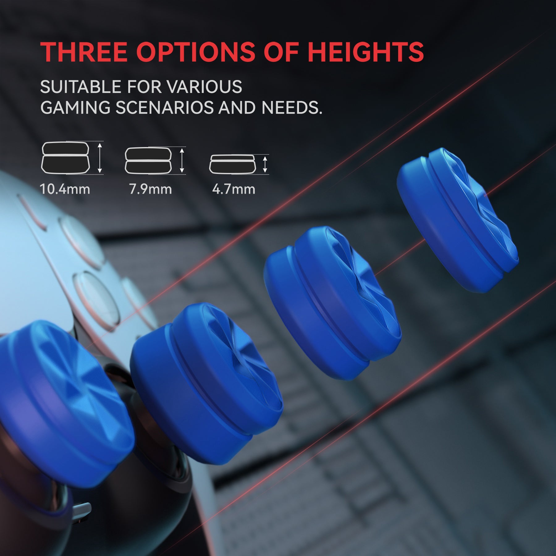 PlayVital Hurricane Thumbs Cushion Thumb Grips Caps for PS5 & PS4 & Switch Pro & Xbox Elite Series 2 & Xbox One & Xbox Core Wireless Controller - Blue - PJM3065 PlayVital
