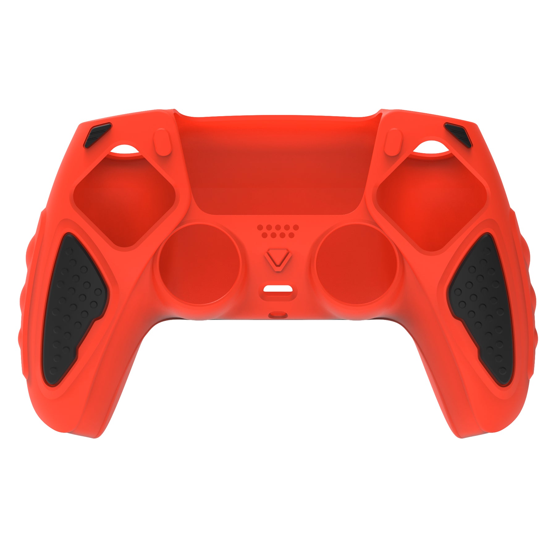 PlayVital Knight Edition Anti-Slip Silicone Cover Skin with Thumb Grip Caps for PS5 Wireless Controller - Passion Red & Black PlayVital