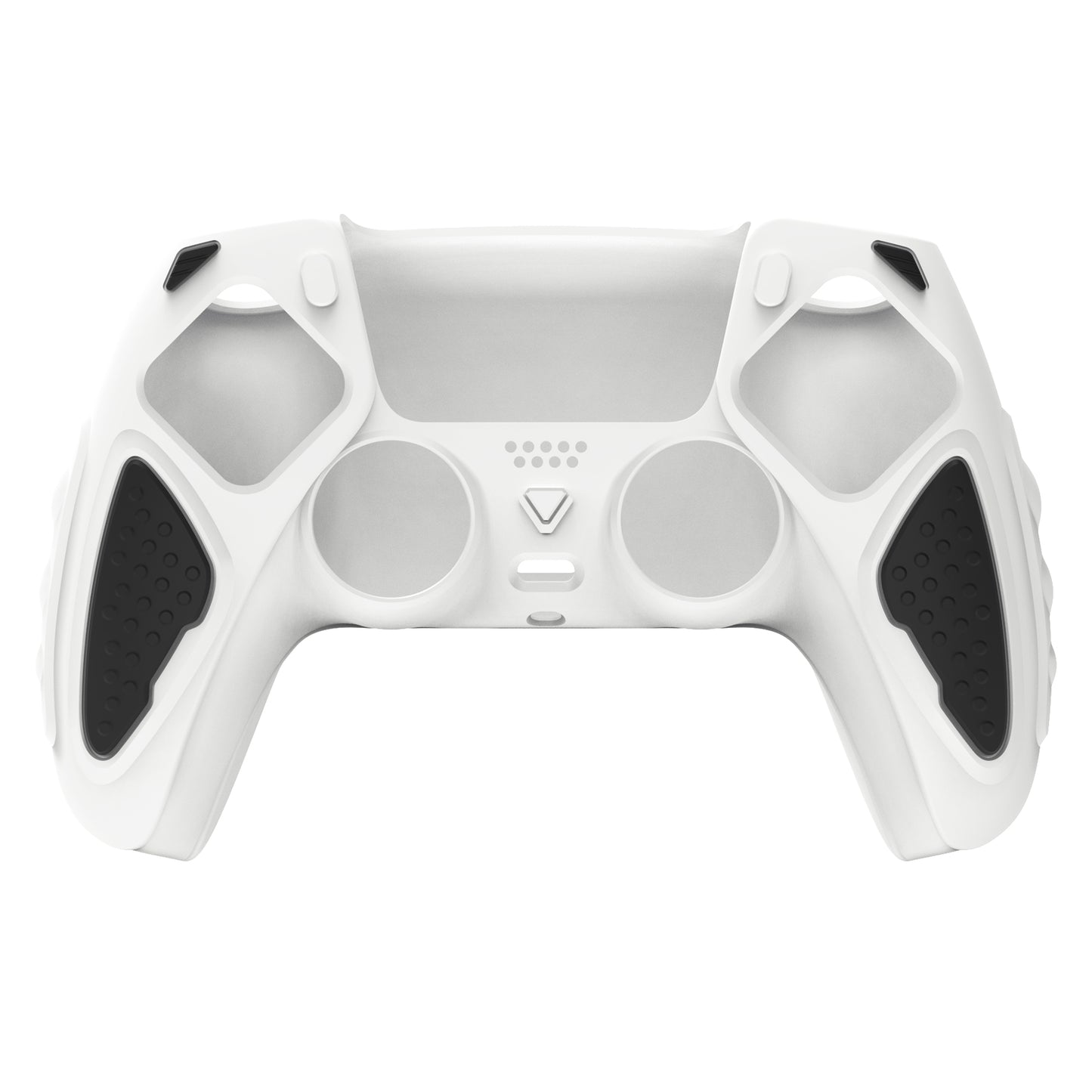 PlayVital Knight Edition Anti-Slip Silicone Cover Skin with Thumb Grip Caps for PS5 Wireless Controller - White & Black PlayVital