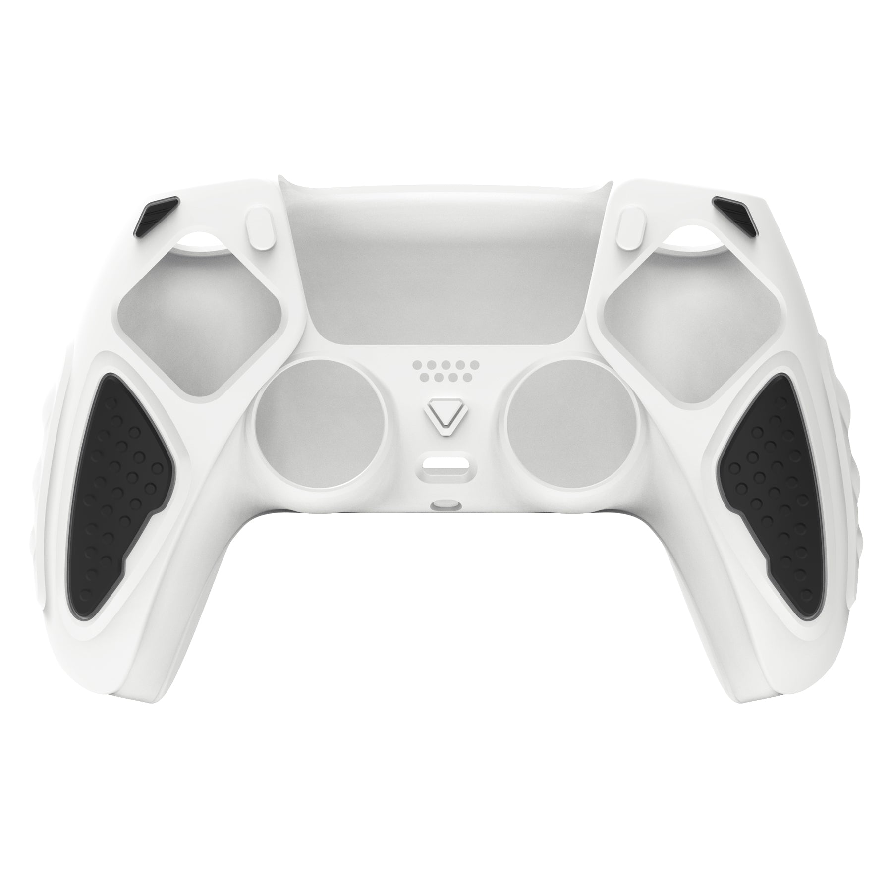 PlayVital Knight Edition Anti-Slip Silicone Cover Skin with Thumb Grip Caps for PS5 Wireless Controller - White & Black PlayVital