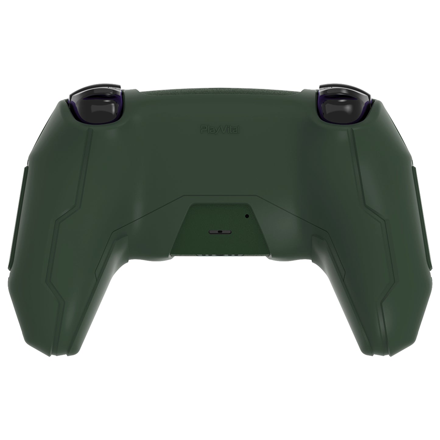 PlayVital Mecha Edition Anti-Slip Silicone Cover Skin with Matching Thumb Grips and Stickers for PS5 Wireless Controller - Compatible with Charging Station - Jungle Green PlayVital