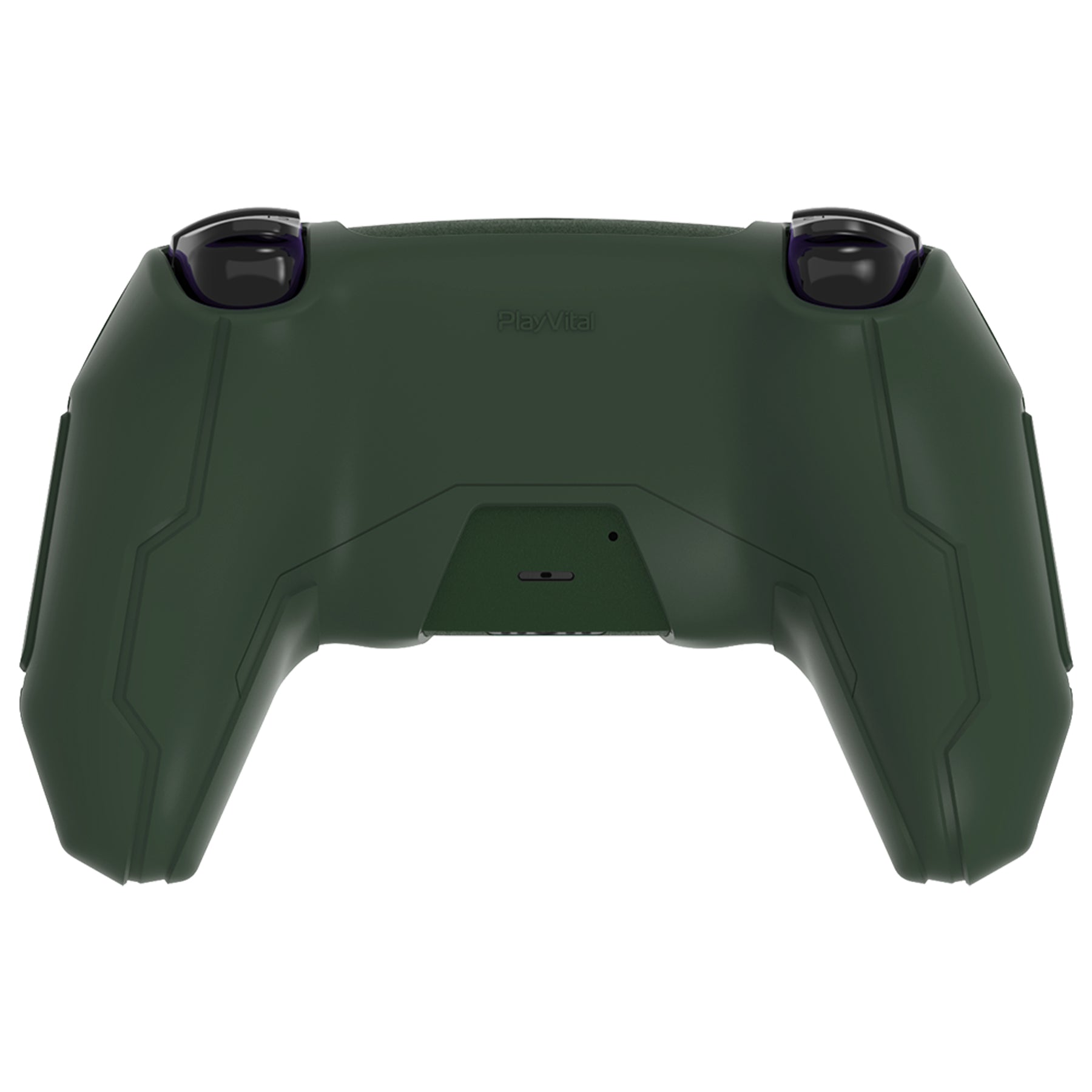 PlayVital Mecha Edition Anti-Slip Silicone Cover Skin with Matching Thumb Grips and Stickers for PS5 Wireless Controller - Compatible with Charging Station - Jungle Green PlayVital