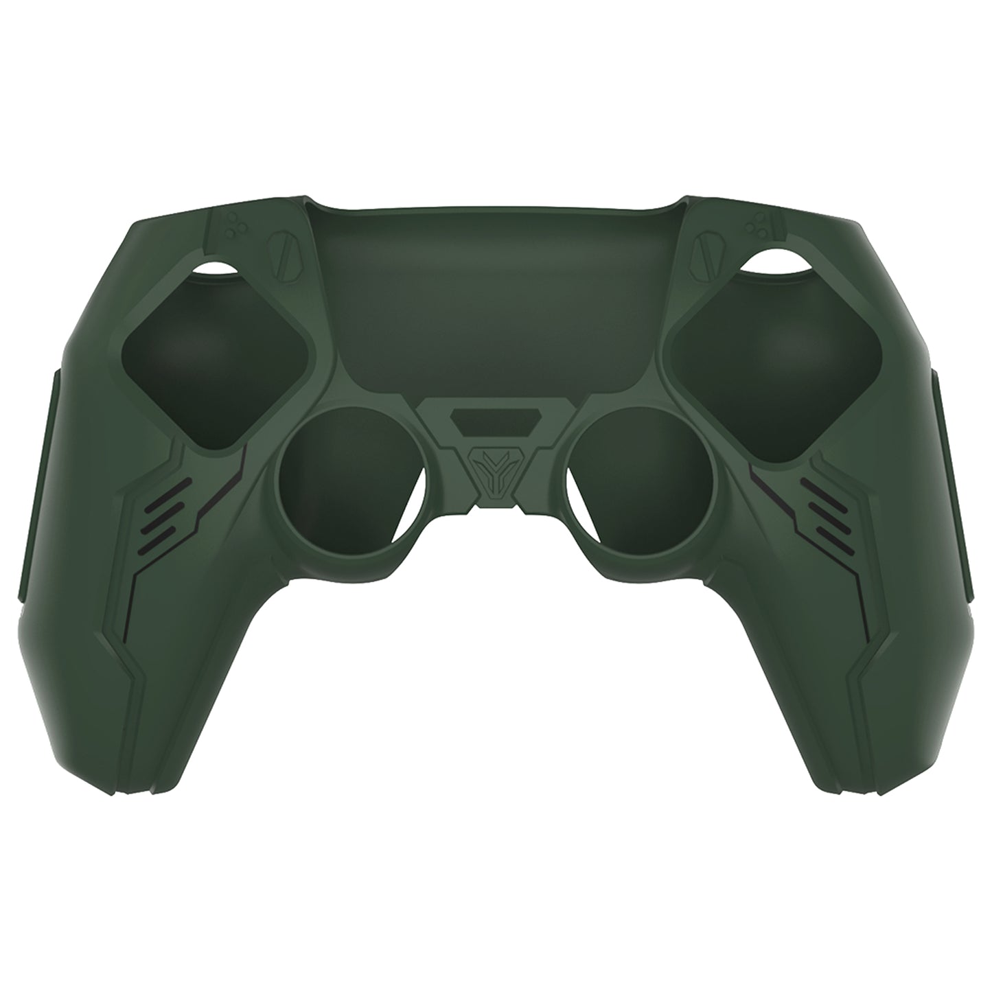 PlayVital Mecha Edition Anti-Slip Silicone Cover Skin with Matching Thumb Grips and Stickers for PS5 Wireless Controller - Compatible with Charging Station - Jungle Green PlayVital