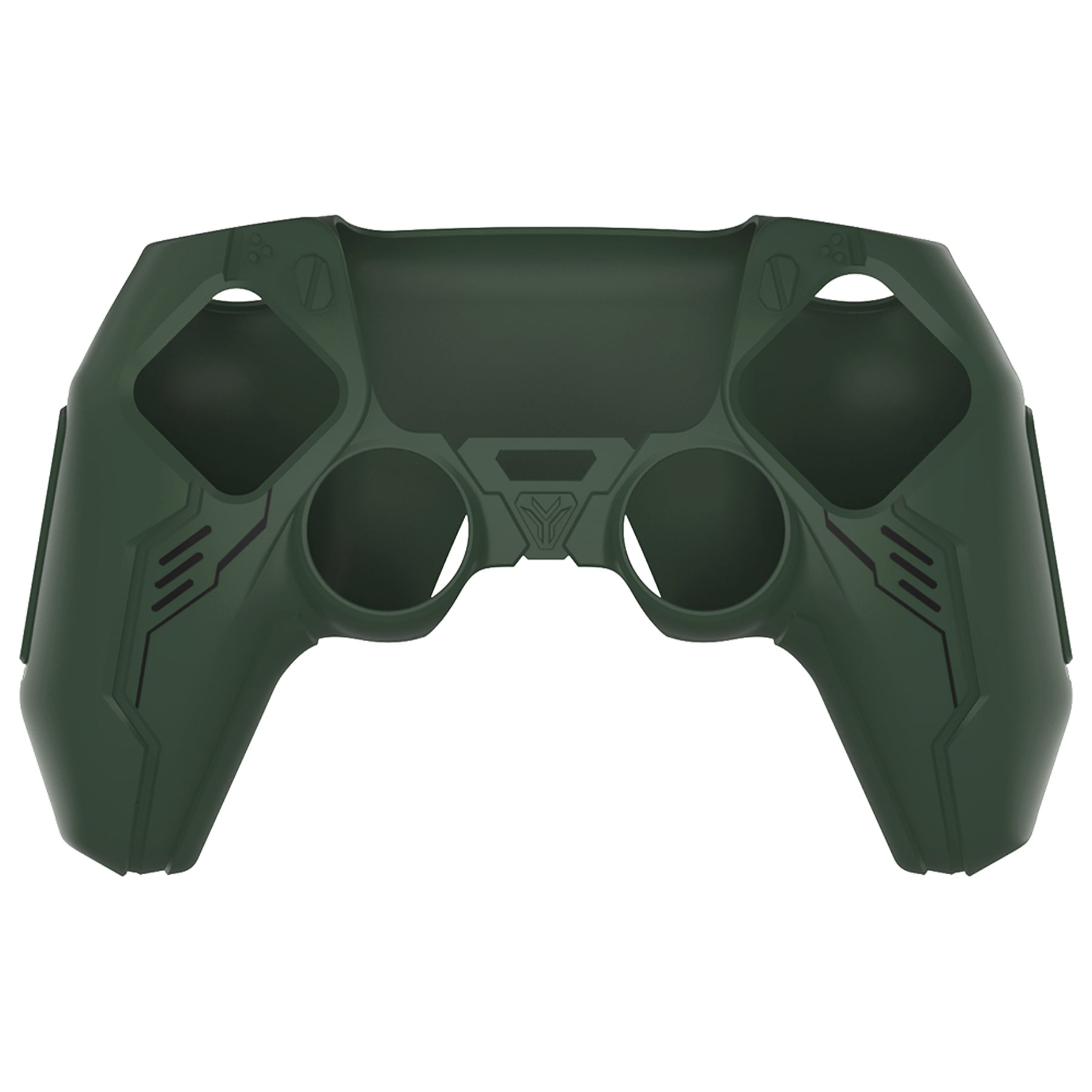 PlayVital Mecha Edition Anti-Slip Silicone Cover Skin with Matching Thumb Grips and Stickers for PS5 Wireless Controller - Compatible with Charging Station - Jungle Green PlayVital