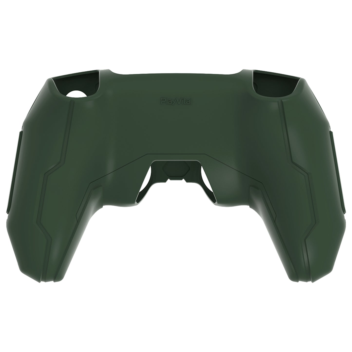 PlayVital Mecha Edition Anti-Slip Silicone Cover Skin with Matching Thumb Grips and Stickers for PS5 Wireless Controller - Compatible with Charging Station - Jungle Green PlayVital