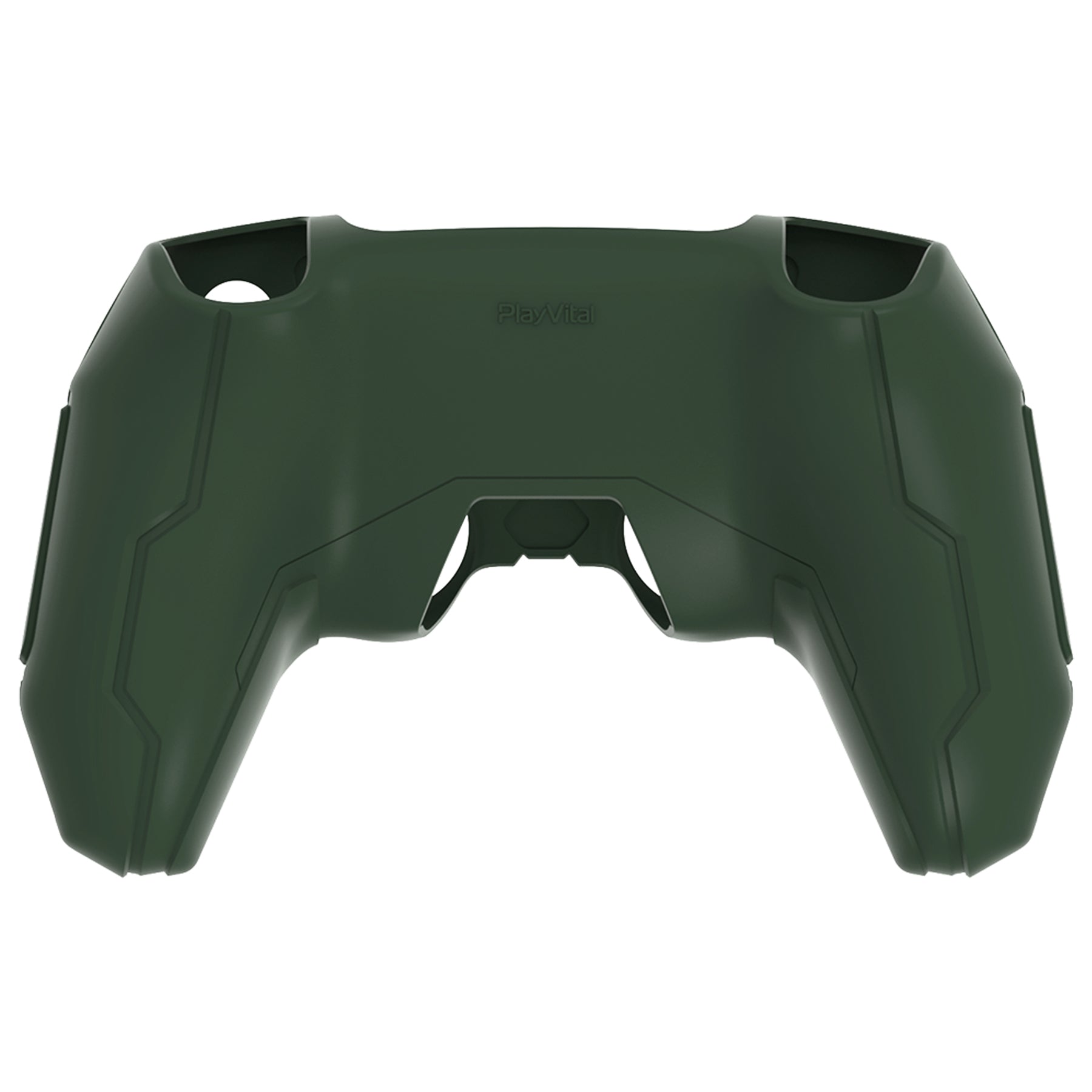 PlayVital Mecha Edition Anti-Slip Silicone Cover Skin with Matching Thumb Grips and Stickers for PS5 Wireless Controller - Compatible with Charging Station - Jungle Green PlayVital