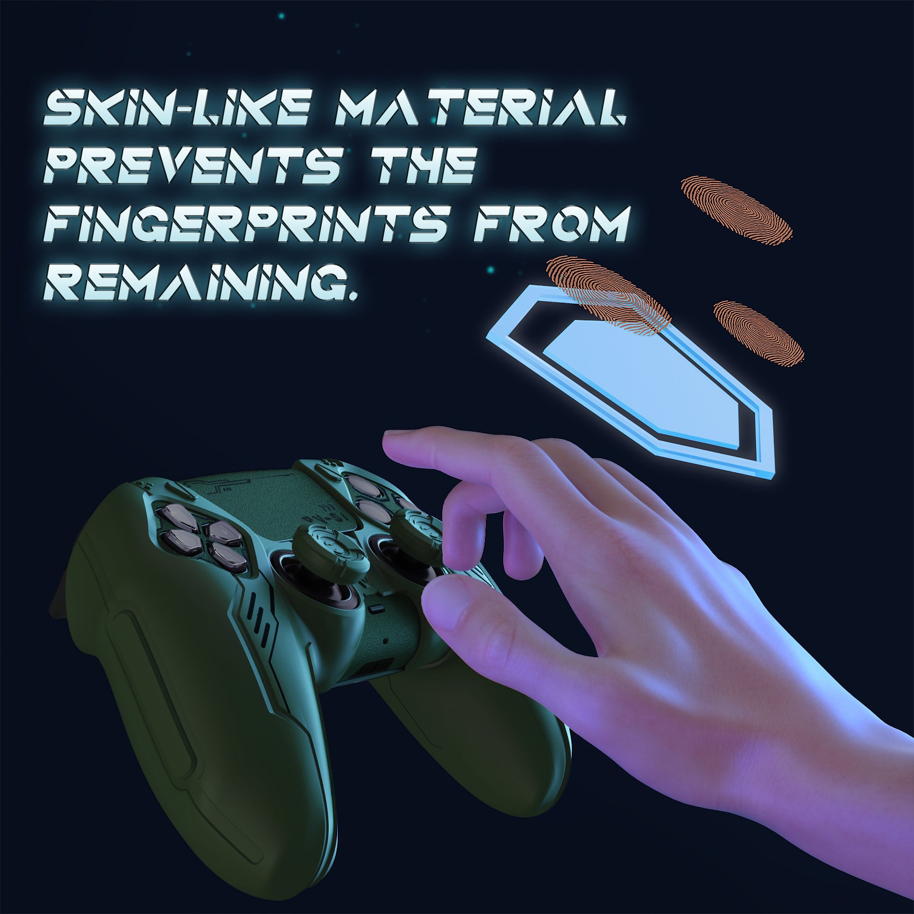 PlayVital Mecha Edition Anti-Slip Silicone Cover Skin with Matching Thumb Grips and Stickers for PS5 Wireless Controller - Compatible with Charging Station - Jungle Green PlayVital