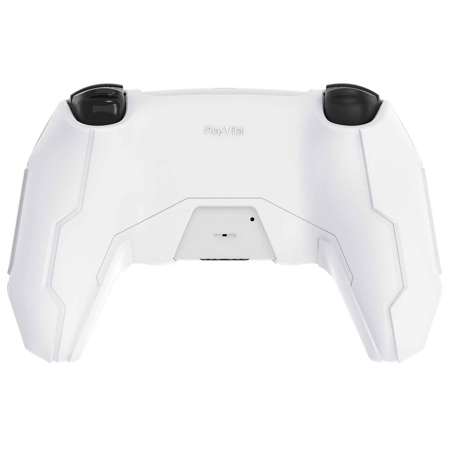 PlayVital Mecha Edition Anti-Slip Silicone Cover Skin with Matching Thumb Grips and Stickers for PS5 Wireless Controller - Compatible with Charging Station - White PlayVital
