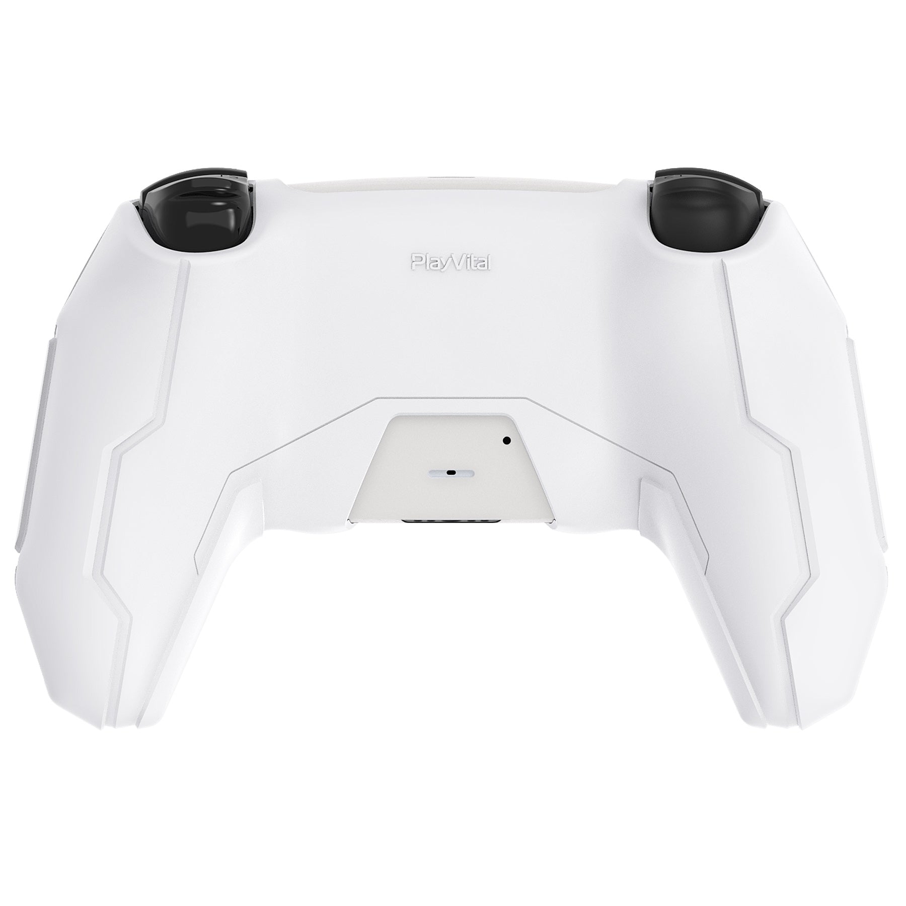 PlayVital Mecha Edition Anti-Slip Silicone Cover Skin with Matching Thumb Grips and Stickers for PS5 Wireless Controller - Compatible with Charging Station - White PlayVital