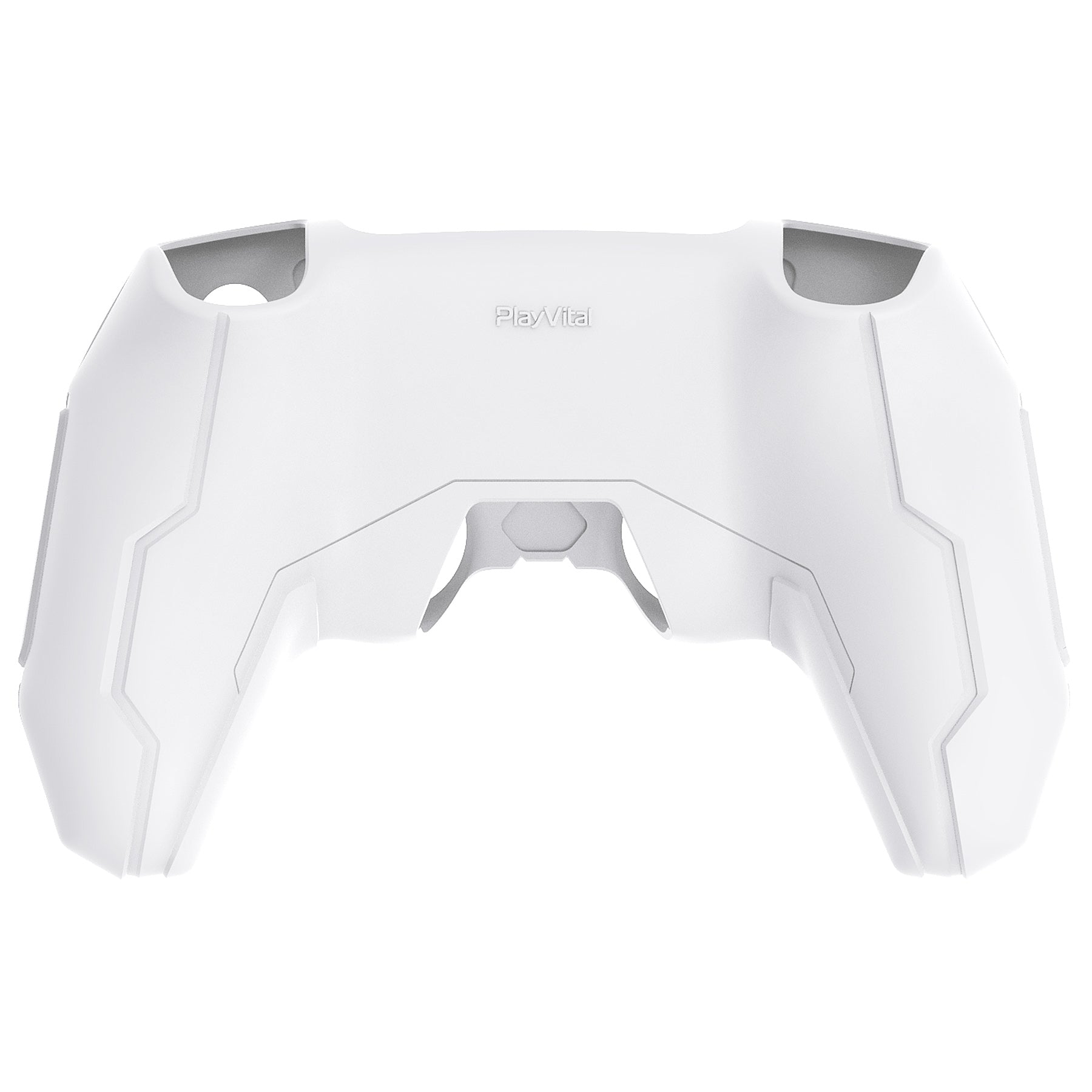 PlayVital Mecha Edition Anti-Slip Silicone Cover Skin with Matching Thumb Grips and Stickers for PS5 Wireless Controller - Compatible with Charging Station - White PlayVital