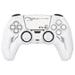 PlayVital Mecha Edition Anti-Slip Silicone Cover Skin with Matching Thumb Grips and Stickers for PS5 Wireless Controller - Compatible with Charging Station - White PlayVital