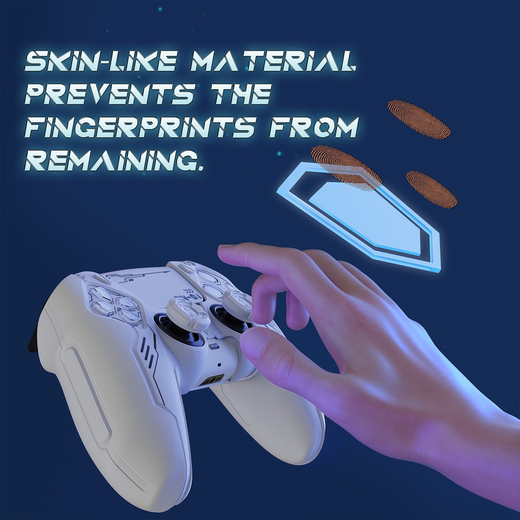 PlayVital Mecha Edition Anti-Slip Silicone Cover Skin with Matching Thumb Grips and Stickers for PS5 Wireless Controller - Compatible with Charging Station - White PlayVital