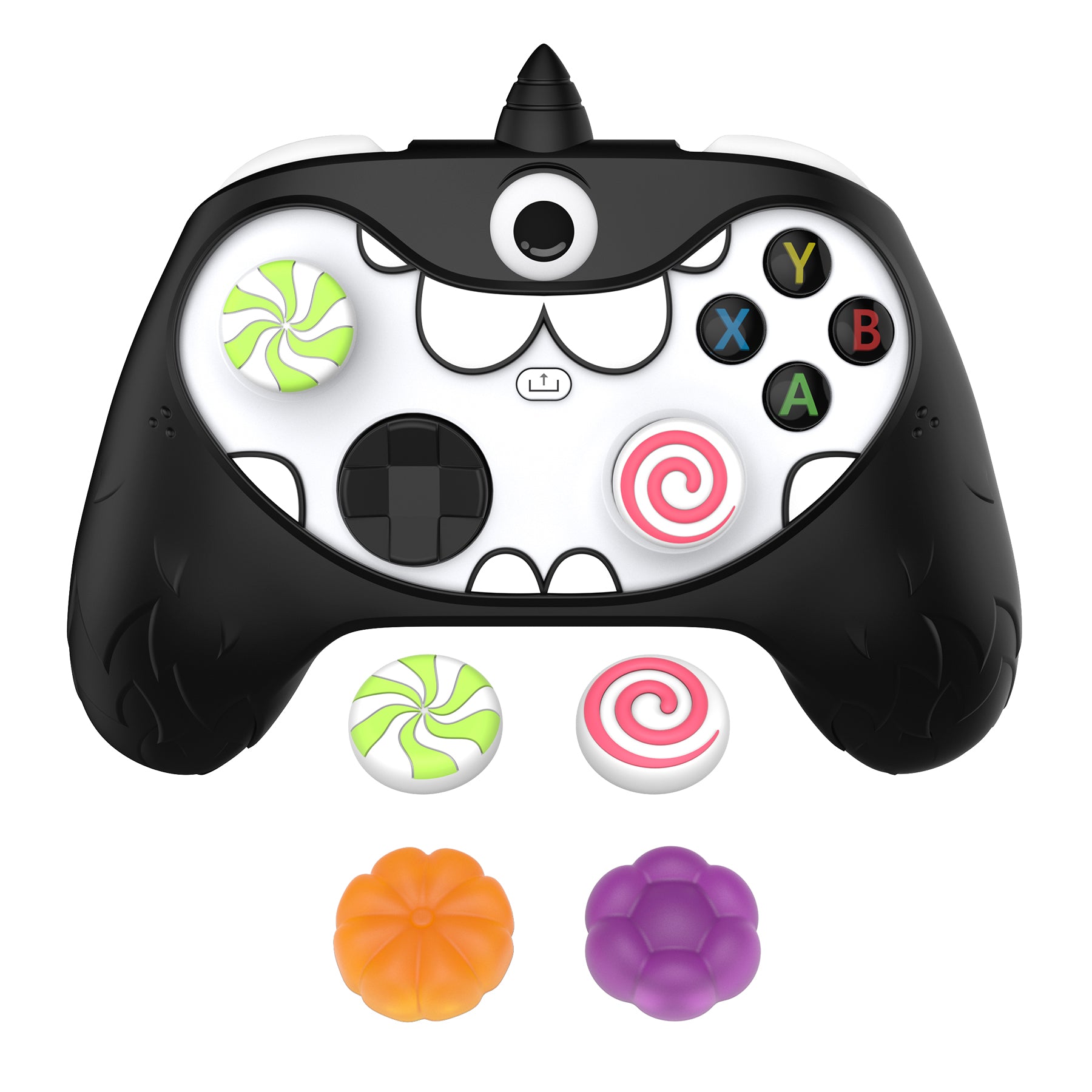 PlayVital MonoEye Monster Cute Silicone Cover with Thumb Grips Caps for Xbox Series X/S Controller - Black PlayVital