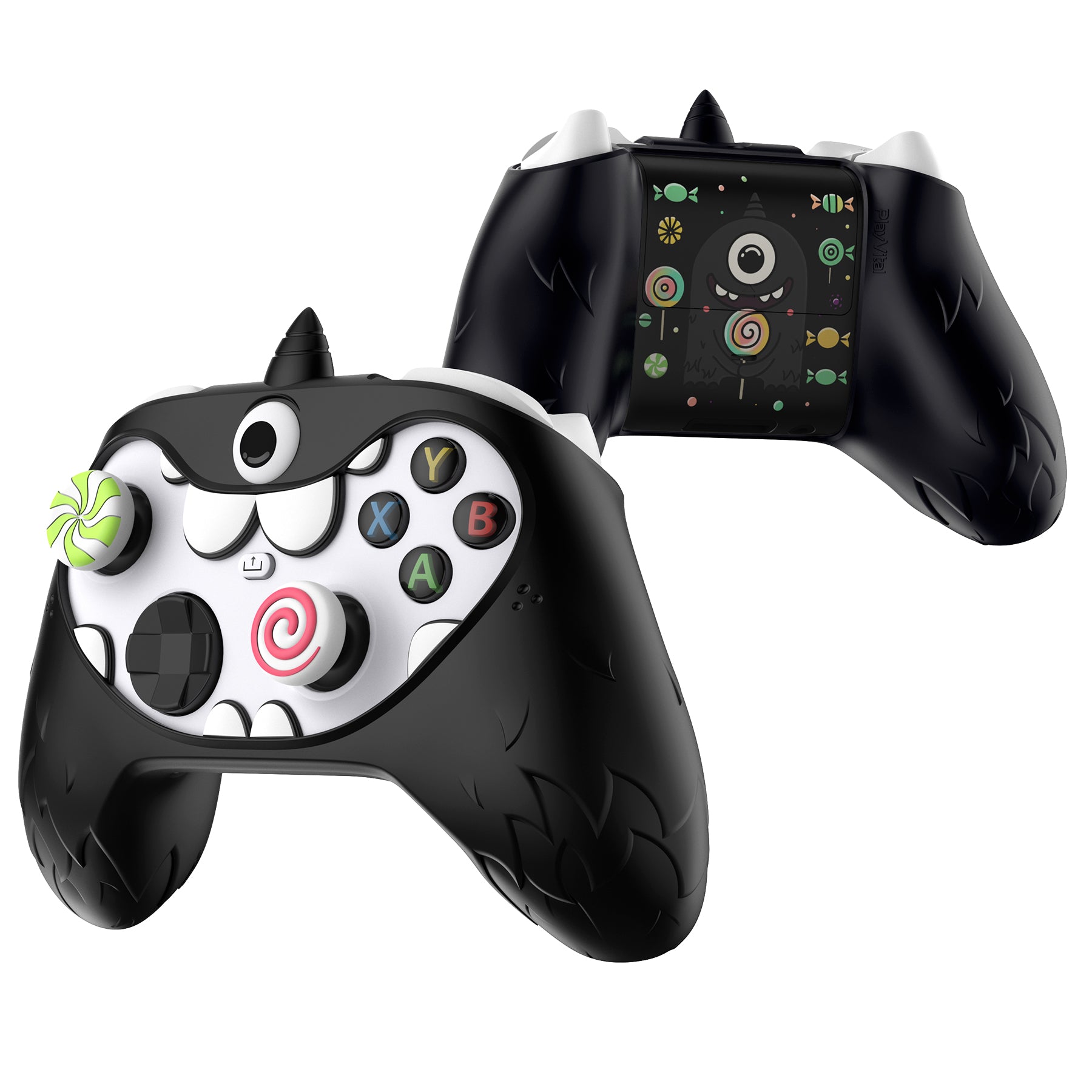 PlayVital MonoEye Monster Cute Silicone Cover with Thumb Grips Caps for Xbox Series X/S Controller - Black PlayVital