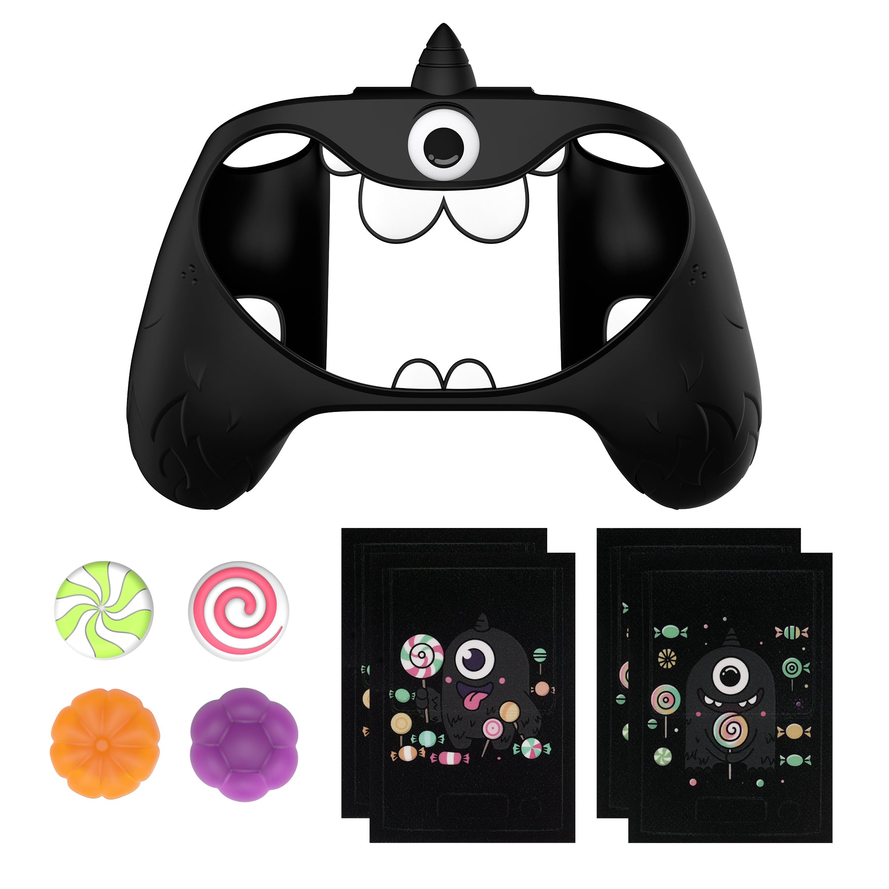 PlayVital MonoEye Monster Cute Silicone Cover with Thumb Grips Caps for Xbox Series X/S Controller - Black PlayVital
