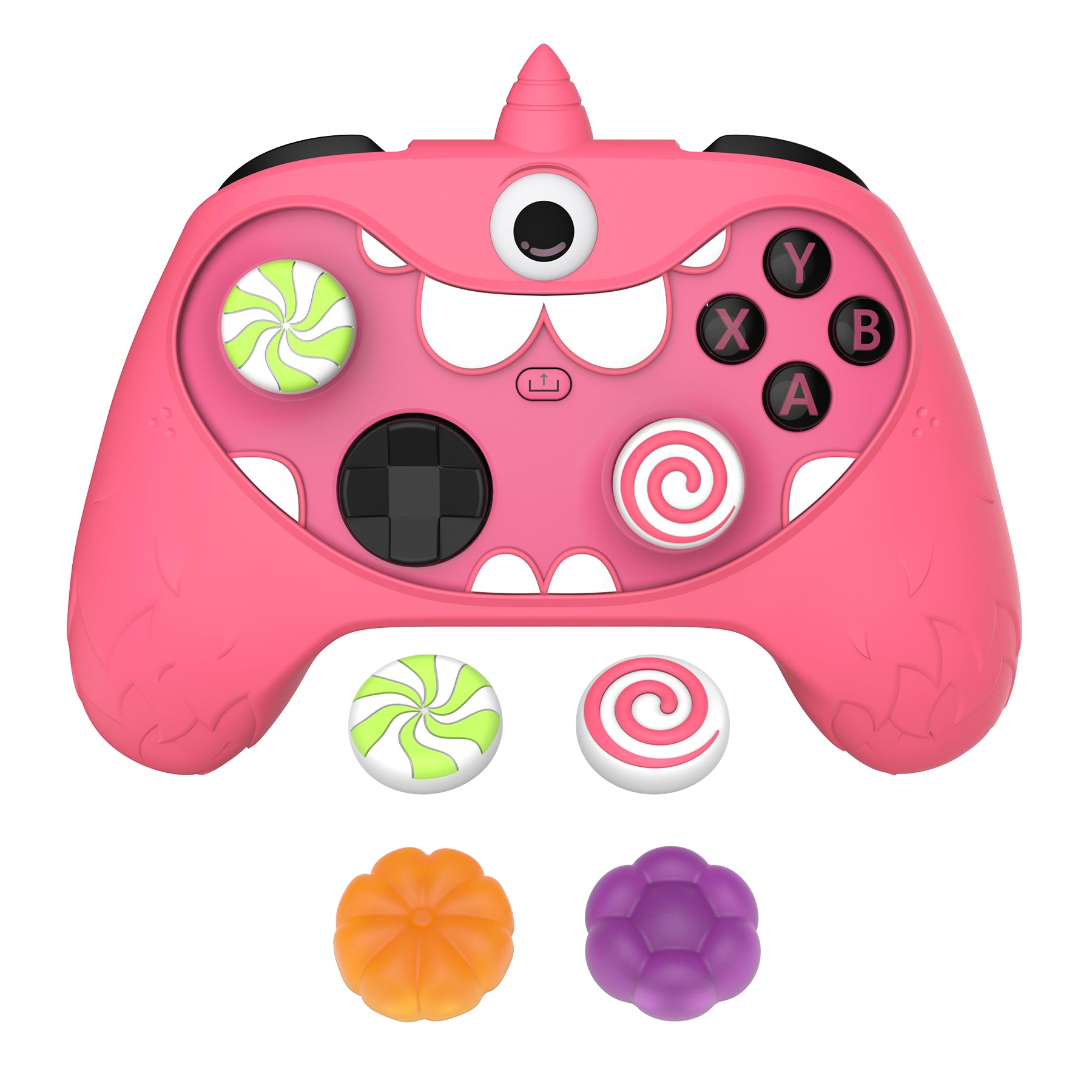 PlayVital MonoEye Monster Cute Silicone Cover with Thumb Grips Caps for Xbox Series X/S Controller - Red PlayVital