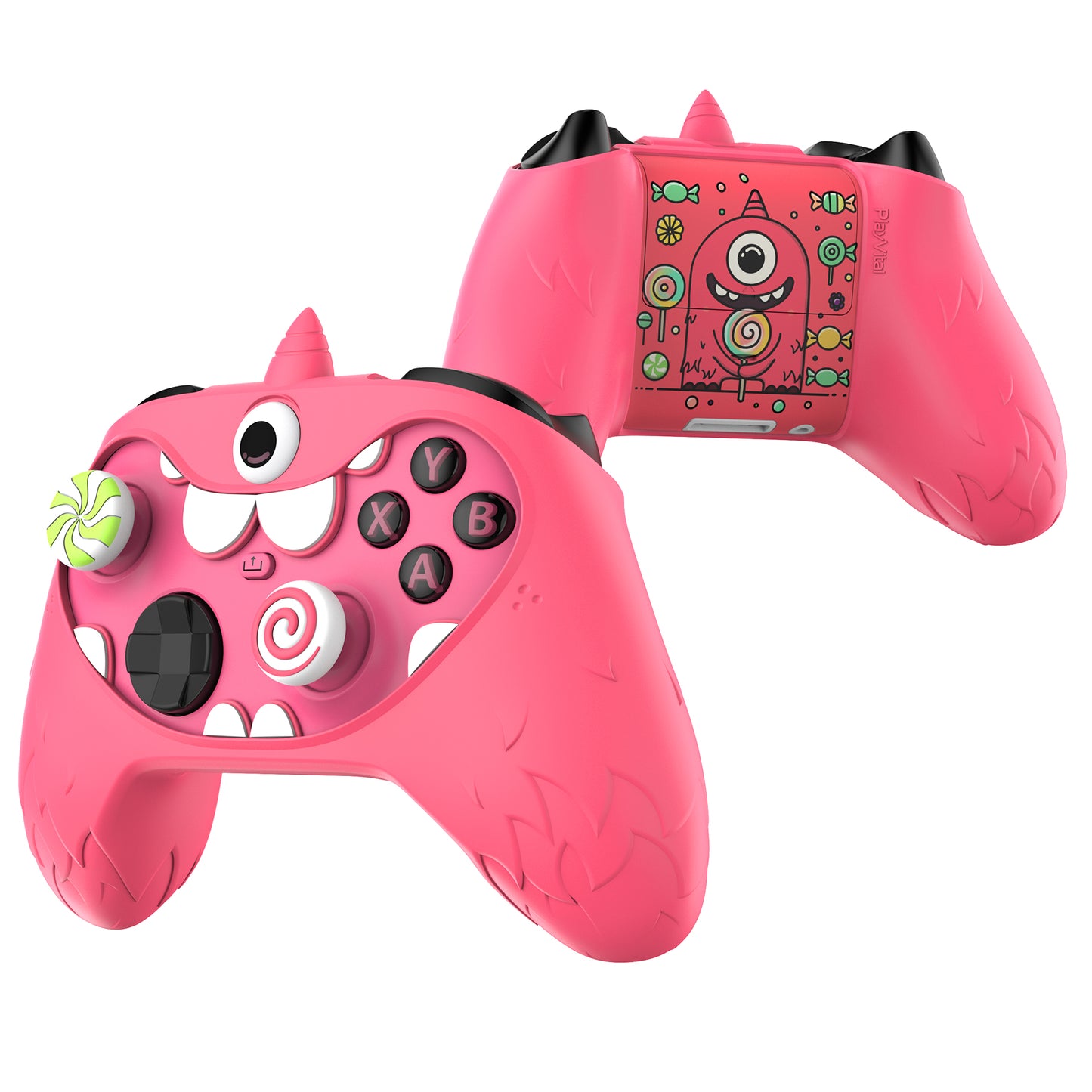 PlayVital MonoEye Monster Cute Silicone Cover with Thumb Grips Caps for Xbox Series X/S Controller - Red PlayVital