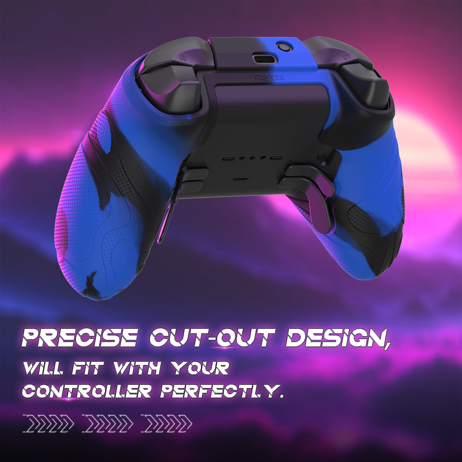 PlayVital Mountain Range Edition Silicone Cover with Thumb Grips for Xbox Elite Series 2 Controller & Xbox Elite Series 2 Core Controller - Blue & Black PlayVital