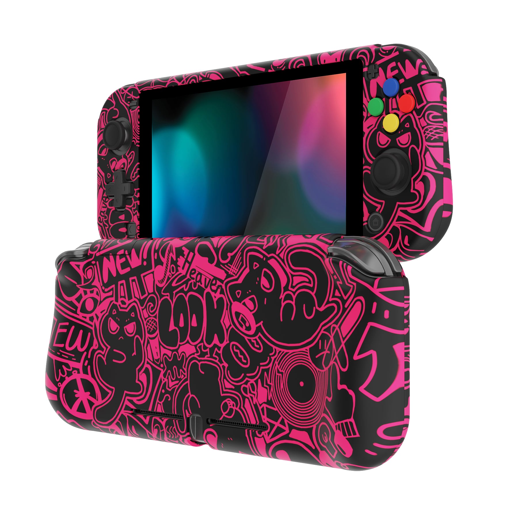 PlayVital PP&VV Hard Shell Protective Case with Screen Protector & Thumb Grip Caps & Button Caps for Nintendo Switch Lite - Black - PSLYR017 playvital