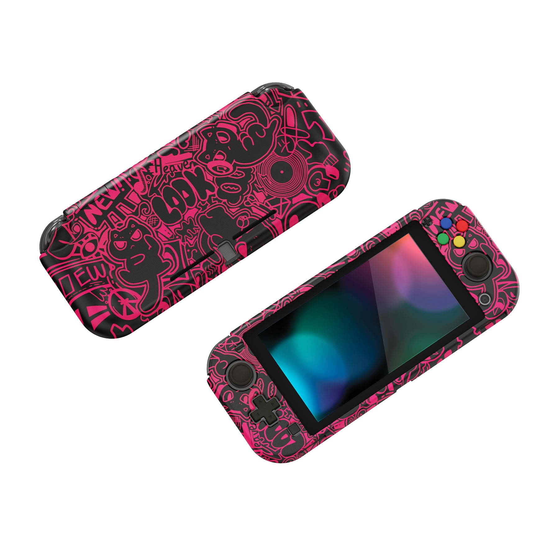 PlayVital PP&VV Hard Shell Protective Case with Screen Protector & Thumb Grip Caps & Button Caps for Nintendo Switch Lite - Black - PSLYR017 playvital