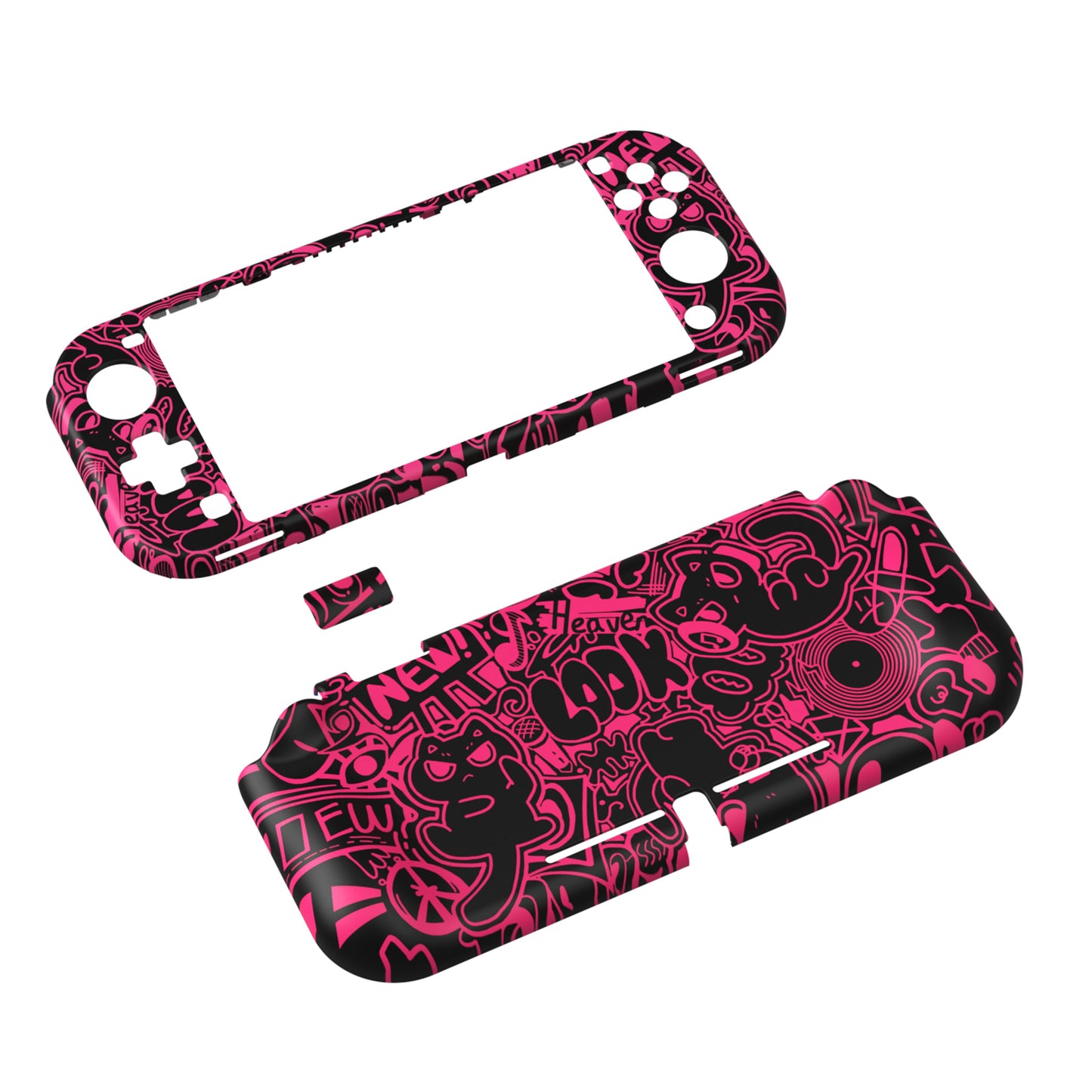 PlayVital PP&VV Hard Shell Protective Case with Screen Protector & Thumb Grip Caps & Button Caps for Nintendo Switch Lite - Black - PSLYR017 playvital