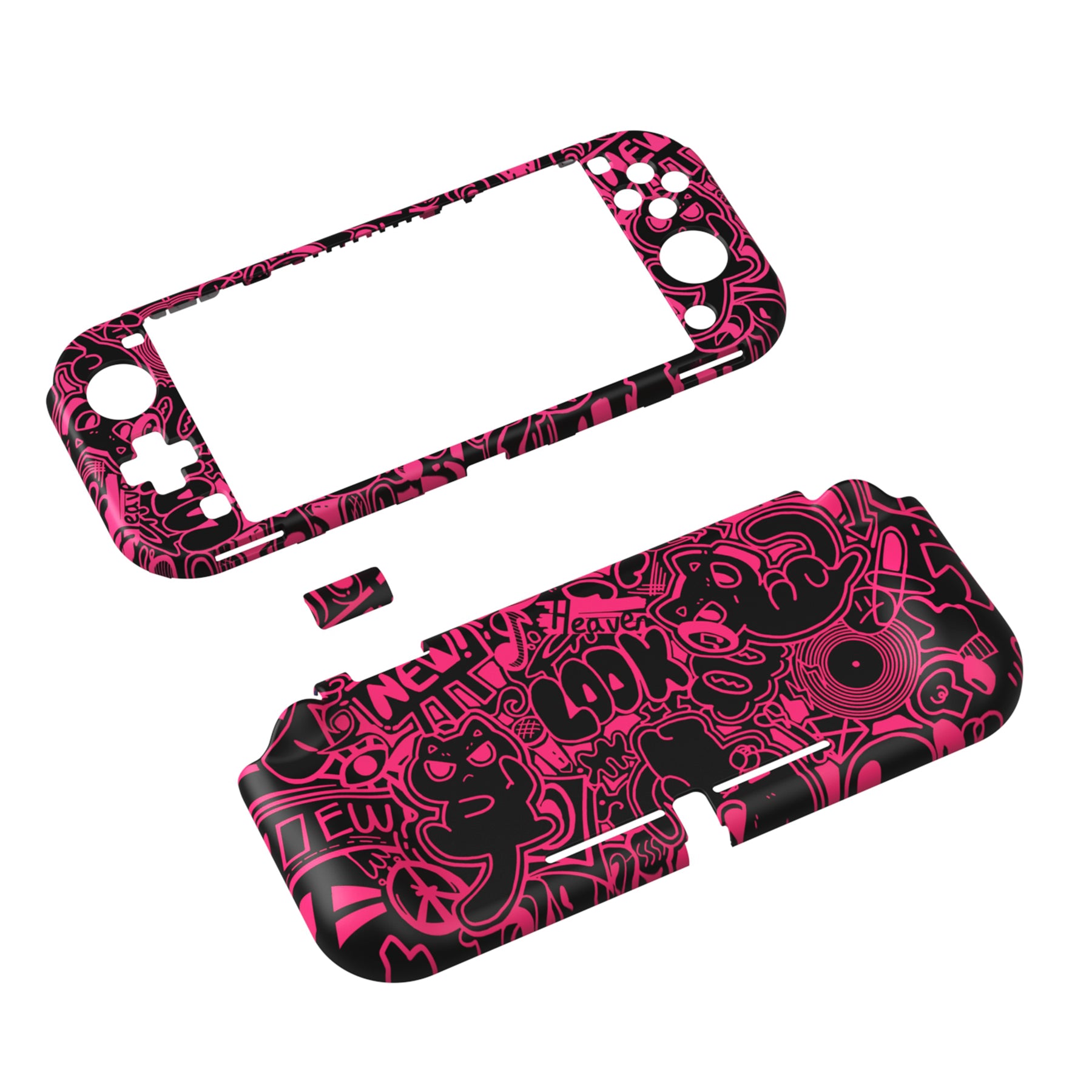 PlayVital PP&VV Hard Shell Protective Case with Screen Protector & Thumb Grip Caps & Button Caps for Nintendo Switch Lite - Black - PSLYR017 playvital