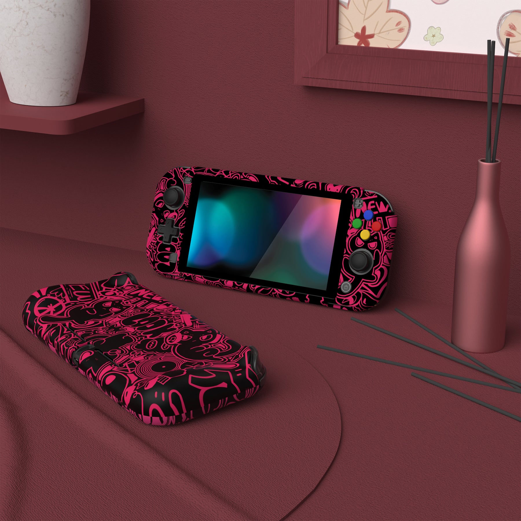 PlayVital PP&VV Hard Shell Protective Case with Screen Protector & Thumb Grip Caps & Button Caps for Nintendo Switch Lite - Black - PSLYR017 playvital