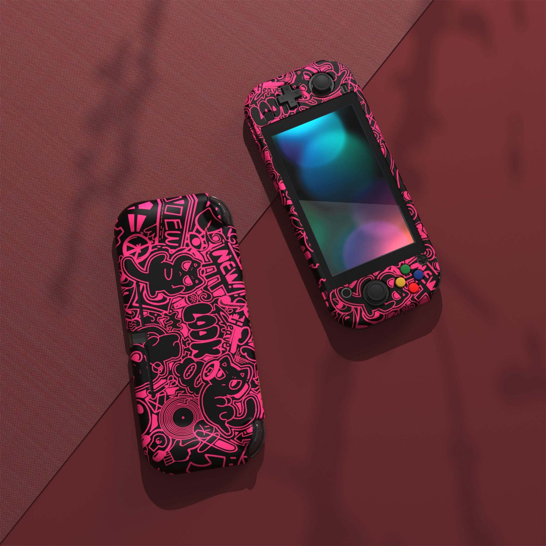 PlayVital PP&VV Hard Shell Protective Case with Screen Protector & Thumb Grip Caps & Button Caps for Nintendo Switch Lite - Black - PSLYR017 playvital