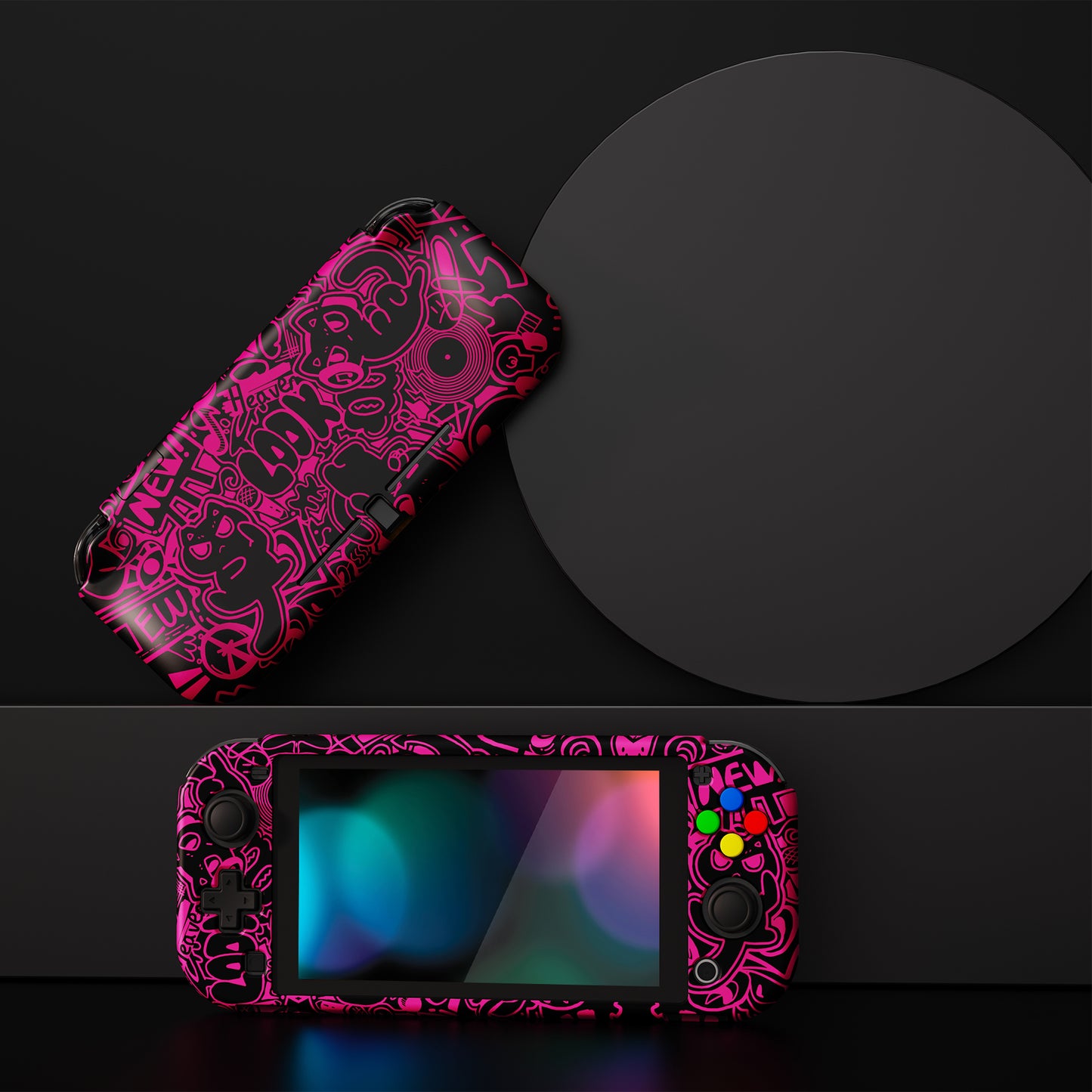 PlayVital PP&VV Hard Shell Protective Case with Screen Protector & Thumb Grip Caps & Button Caps for Nintendo Switch Lite - Black - PSLYR017 playvital