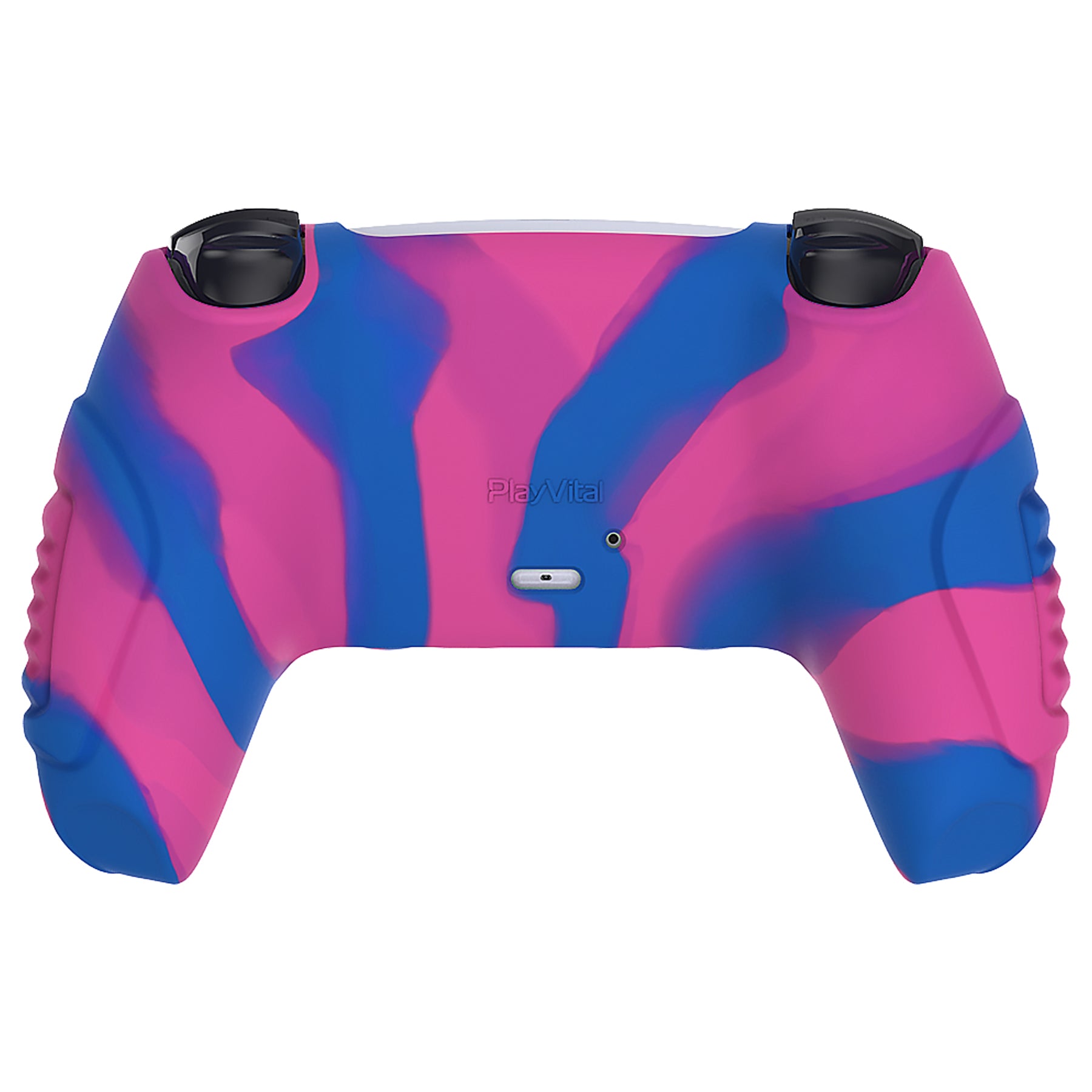 PlayVital Raging Warrior Edition Anti-slip Silicone Cover Skin with Thumbstick Caps for PS5 Wireless Controller - Pink & Purple & Blue - KZPF007 PlayVital
