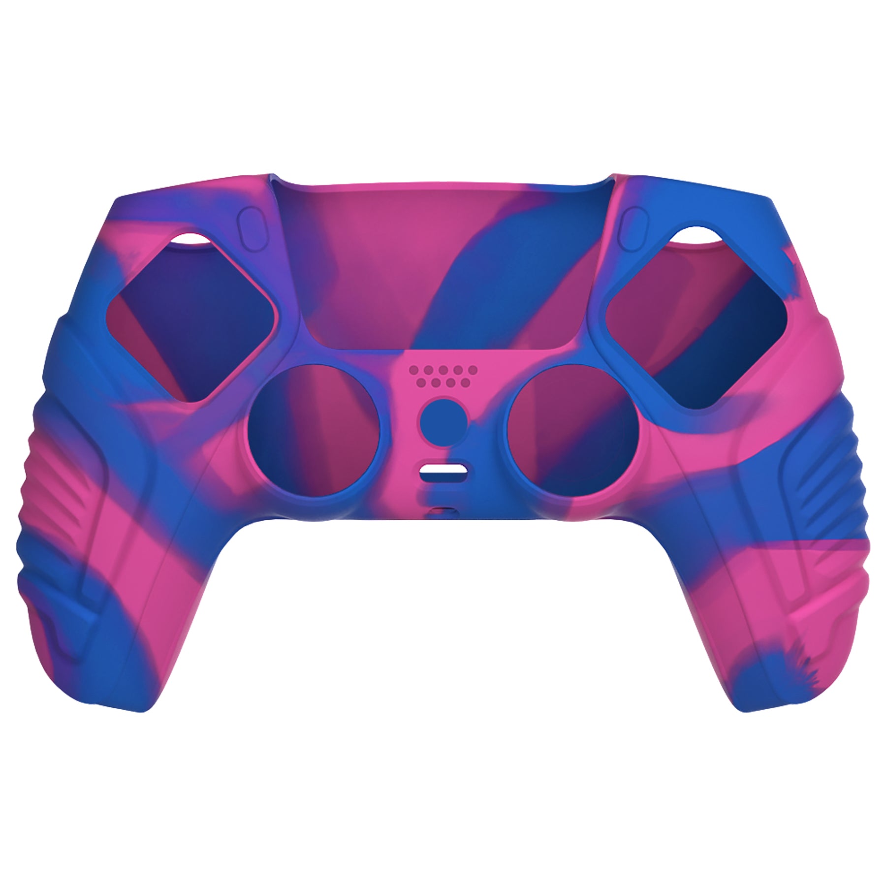 PlayVital Raging Warrior Edition Anti-slip Silicone Cover Skin with Thumbstick Caps for PS5 Wireless Controller - Pink & Purple & Blue - KZPF007 PlayVital