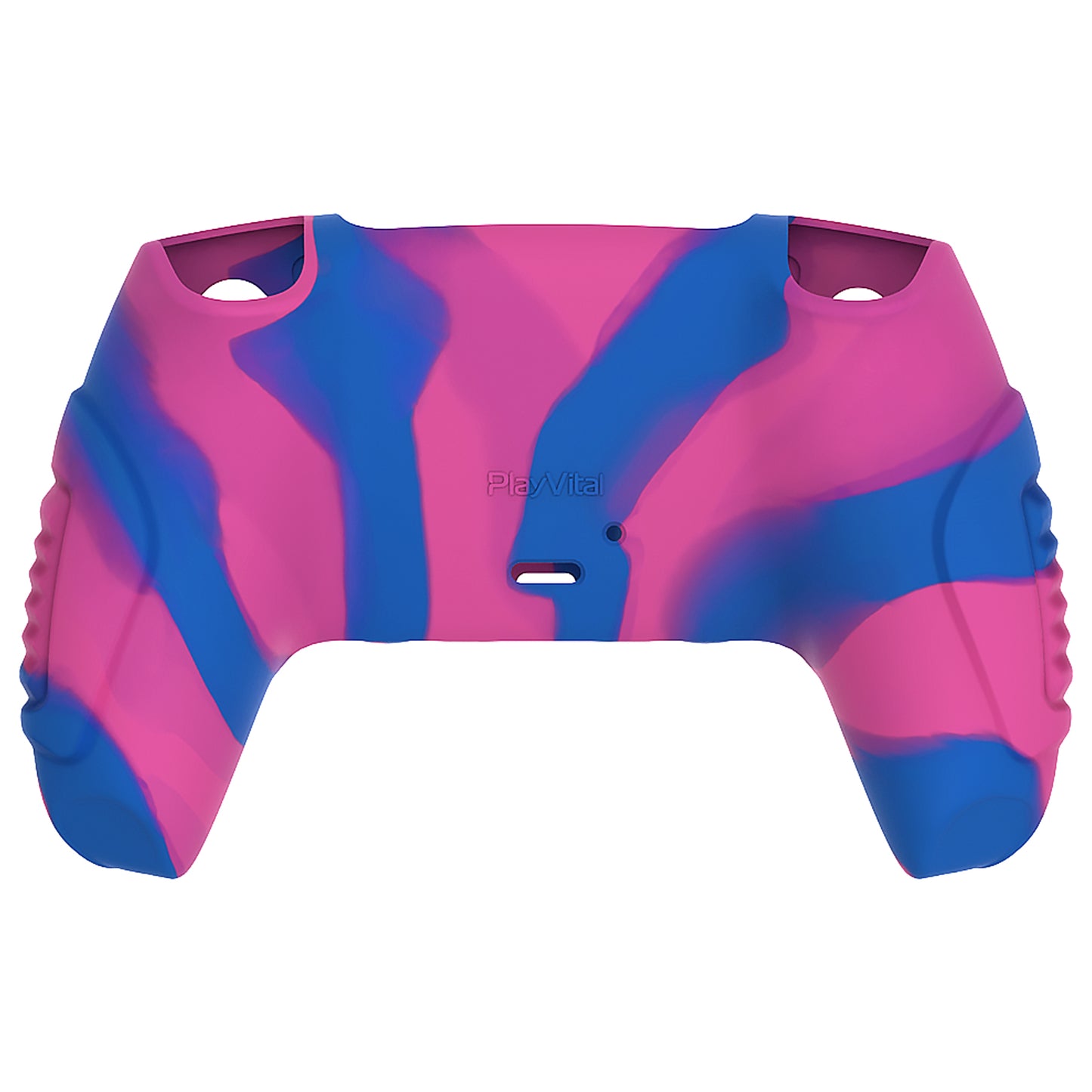 PlayVital Raging Warrior Edition Anti-slip Silicone Cover Skin with Thumbstick Caps for PS5 Wireless Controller - Pink & Purple & Blue - KZPF007 PlayVital