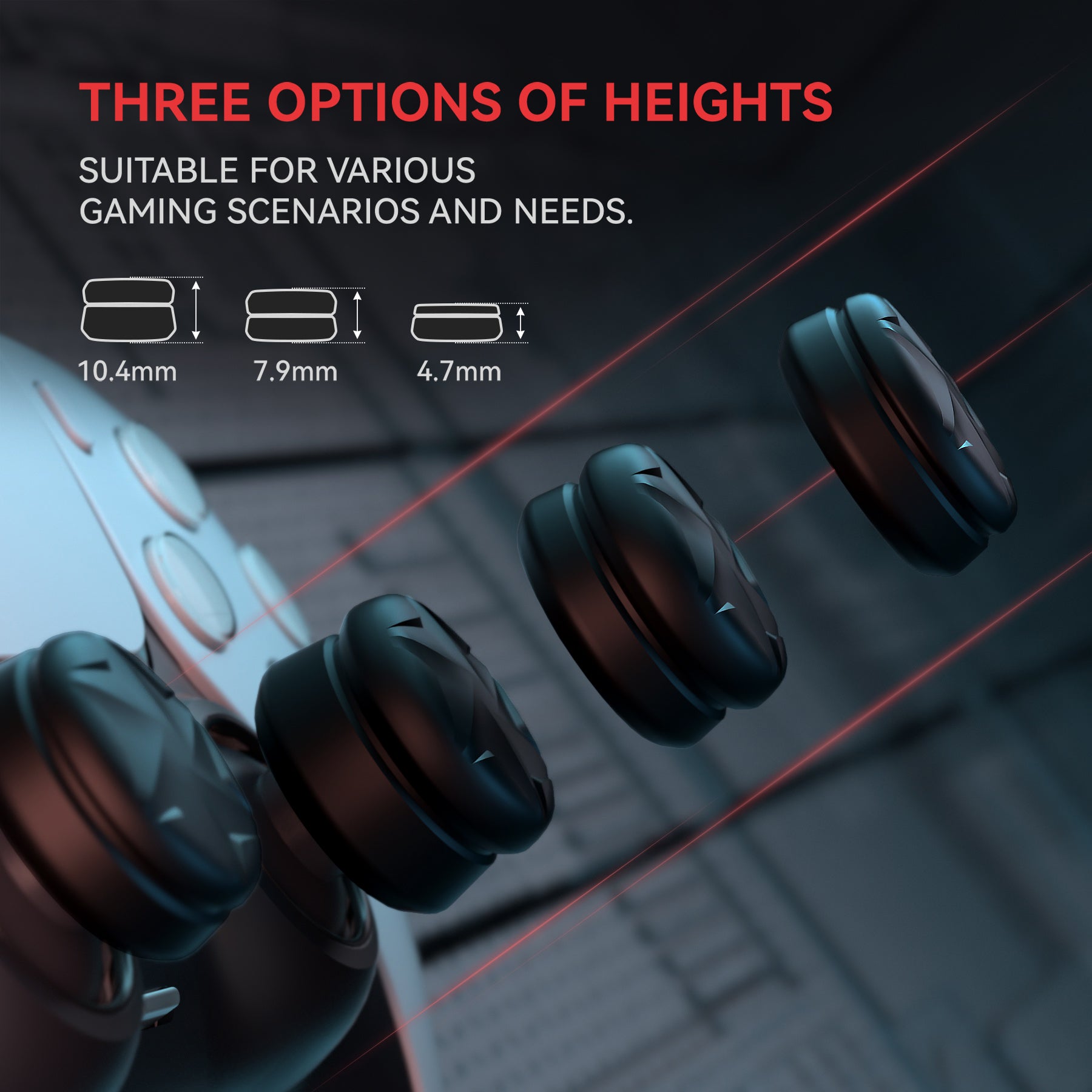 PlayVital Razor Thumbs Cushion Thumb Grips Caps for PS5 & PS4 & Switch Pro & Xbox Elite Series 2 & Xbox One & Xbox Core Wireless Controller - Black - PJM3057 PlayVital