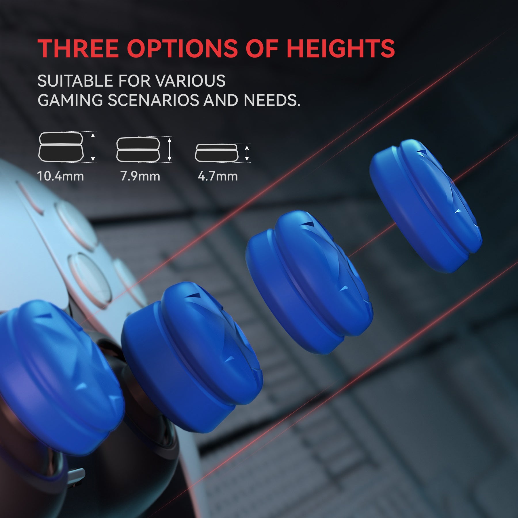 PlayVital Razor Thumbs Cushion Thumb Grips Caps for PS5 & PS4 & Switch Pro & Xbox Elite Series 2 & Xbox One & Xbox Core Wireless Controller - Blue - PJM3060 PlayVital