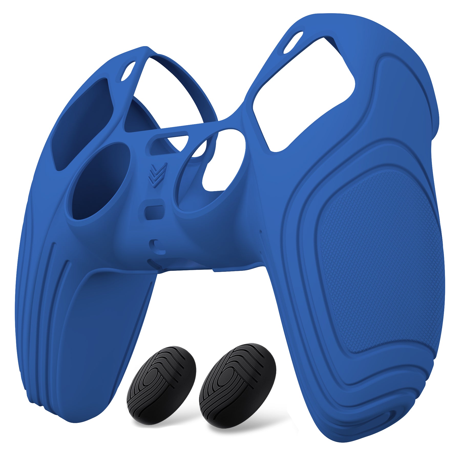 PlayVital Samurai Edition Anti-Slip Silicone Cover Skin with Thumb Grip Caps for PS5 Wireless Controller - Blue PlayVital