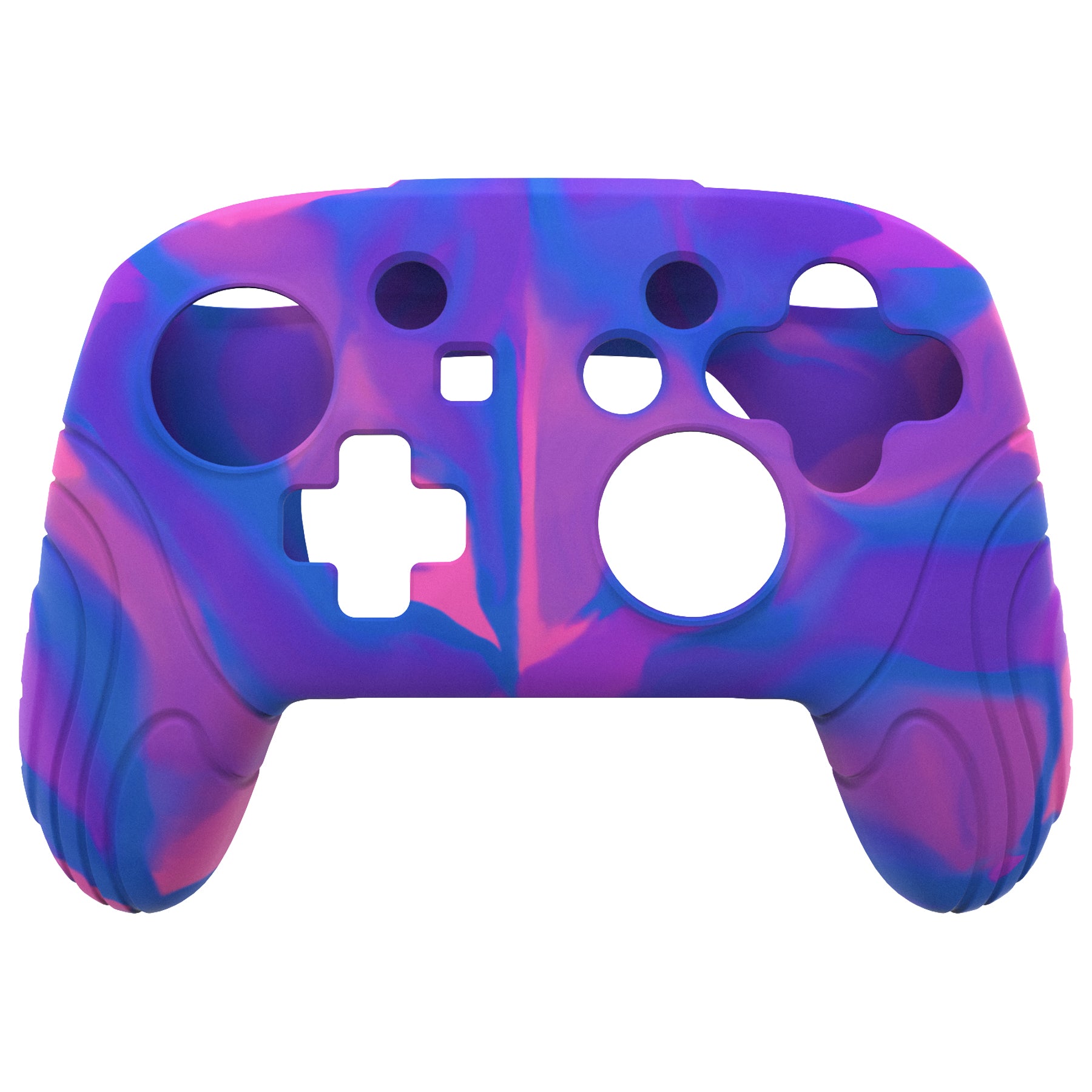 PlayVital Samurai Edition Ergonomic Anti-slip Silicone Skin Protective Case with Thumb Grip Caps for Nintendo Switch Pro Controller - Pink & Purple & Blue - EBNPP005 PlayVital