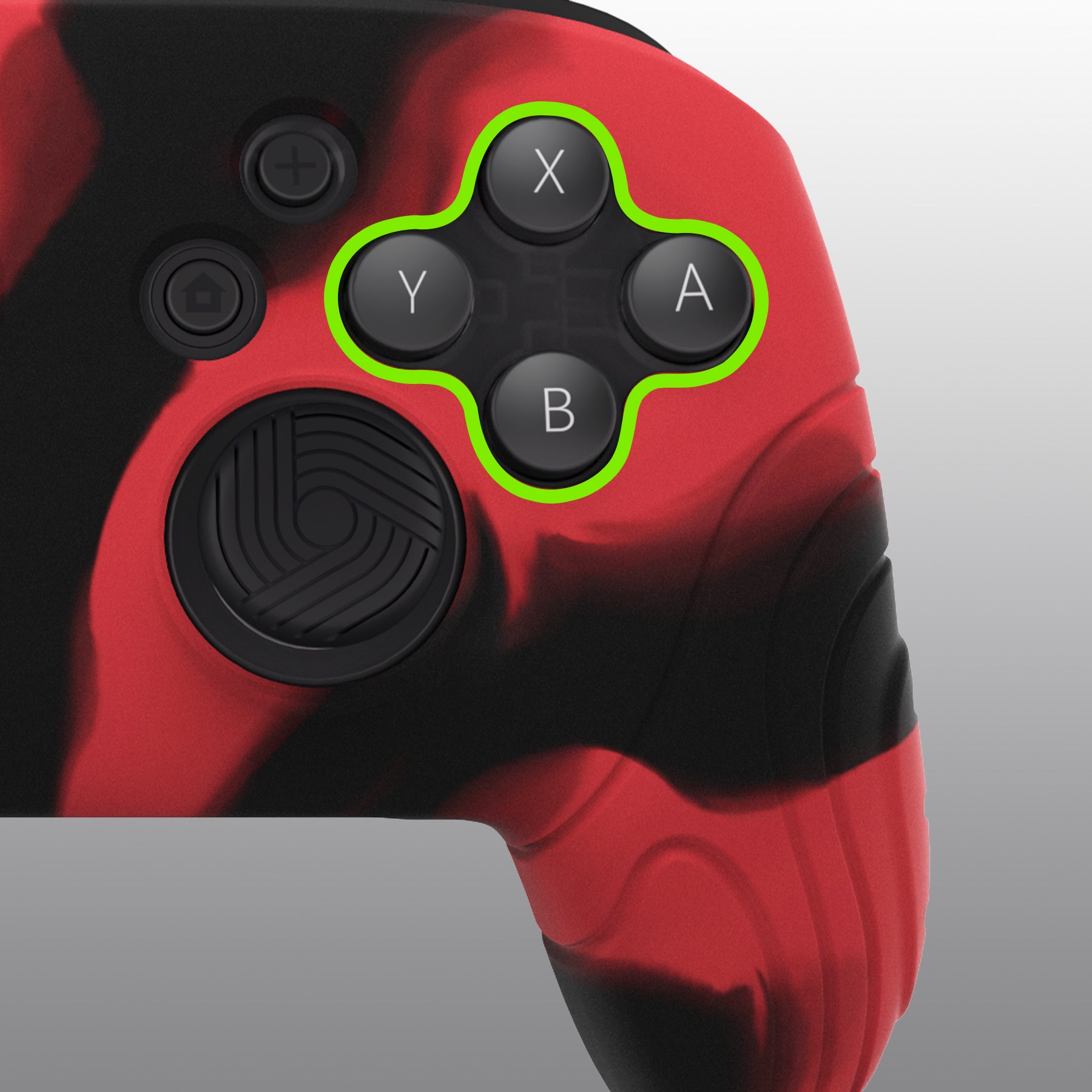 PlayVital Samurai Edition Ergonomic Anti-slip Silicone Skin Protective Case with Thumb Grip Caps for Nintendo Switch Pro Controller - Red & Black - EBNPP012 PlayVital
