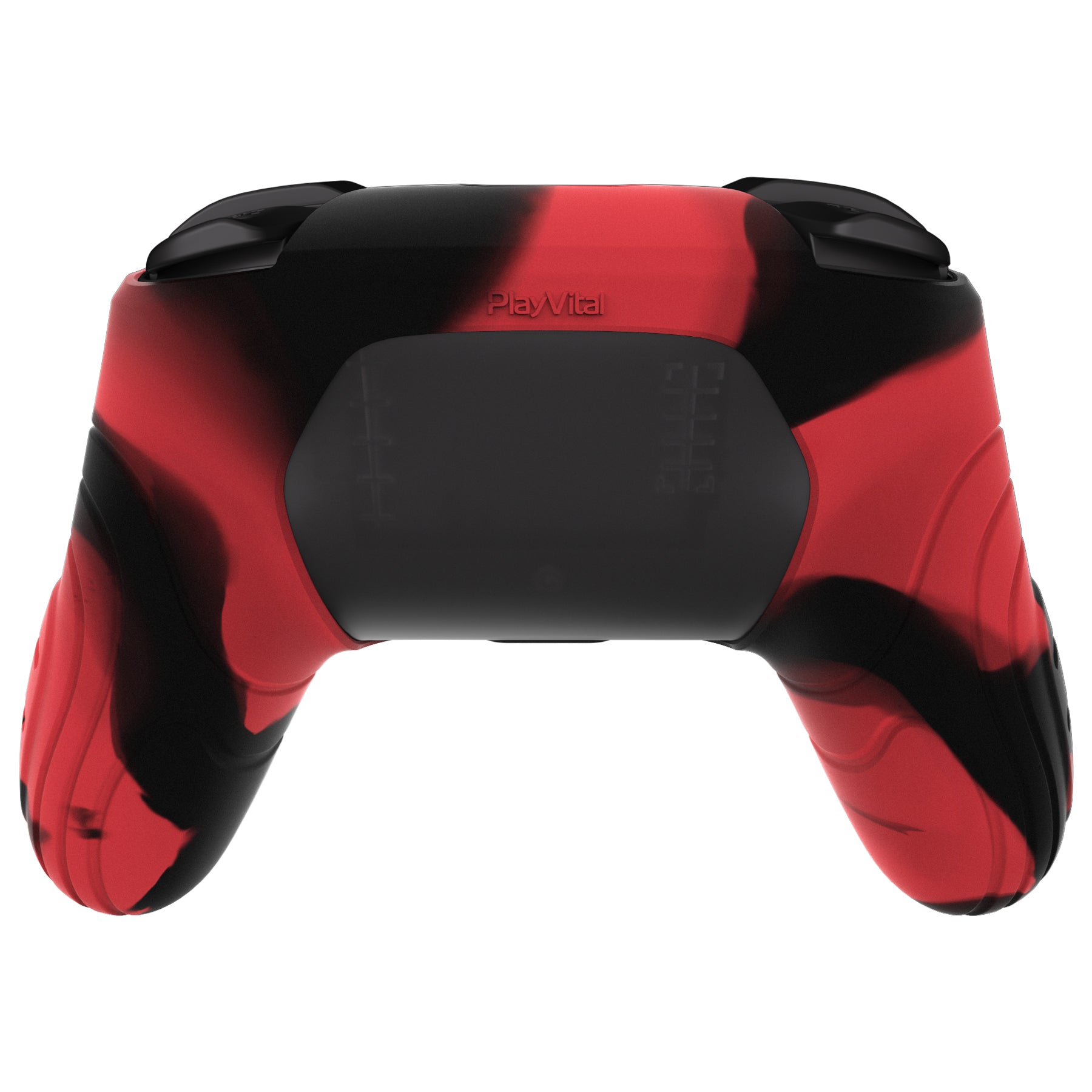 PlayVital Samurai Edition Ergonomic Anti-slip Silicone Skin Protective Case with Thumb Grip Caps for Nintendo Switch Pro Controller - Red & Black - EBNPP012 PlayVital