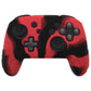 PlayVital Samurai Edition Ergonomic Anti-slip Silicone Skin Protective Case with Thumb Grip Caps for Nintendo Switch Pro Controller - Red & Black - EBNPP012 PlayVital