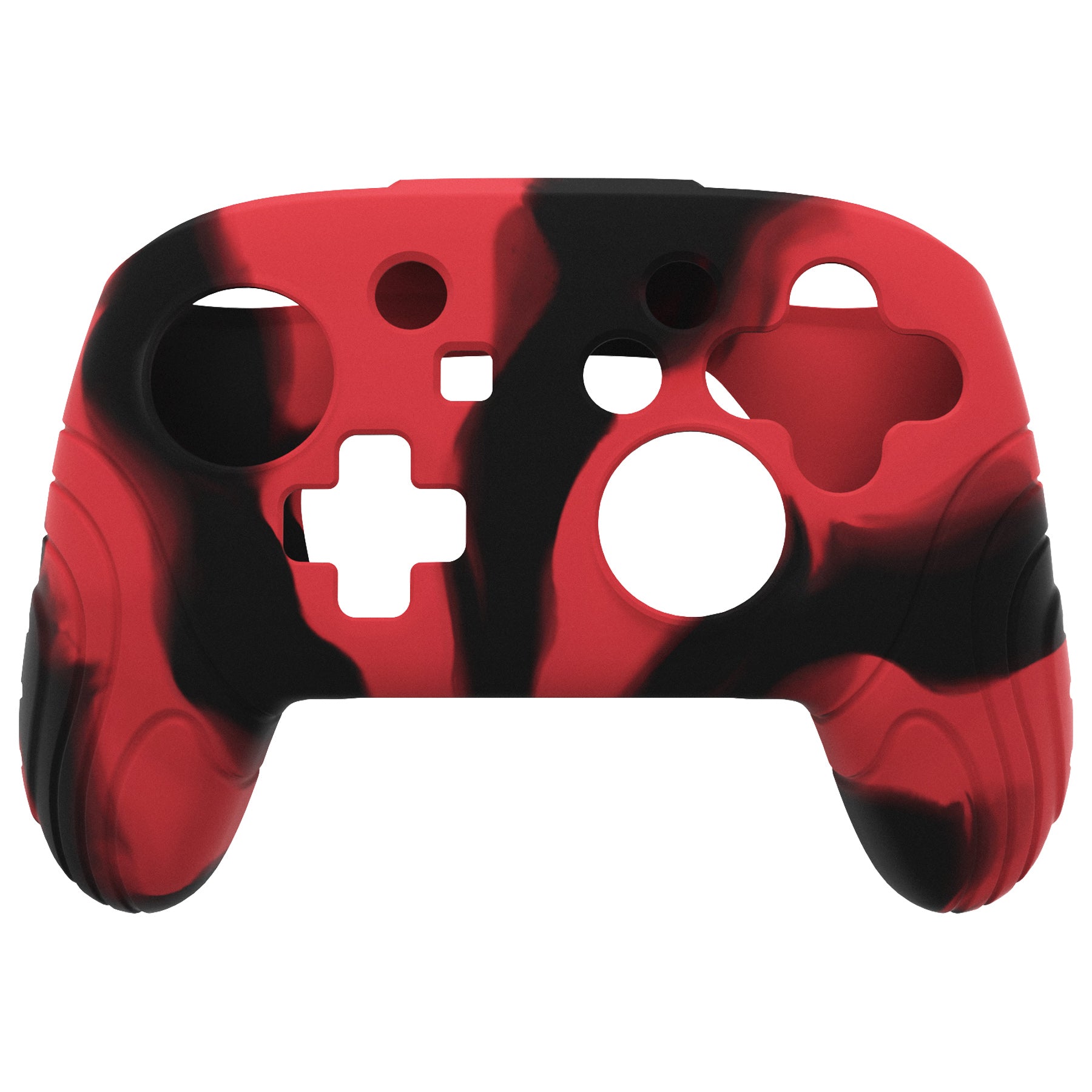 PlayVital Samurai Edition Ergonomic Anti-slip Silicone Skin Protective Case with Thumb Grip Caps for Nintendo Switch Pro Controller - Red & Black - EBNPP012 PlayVital