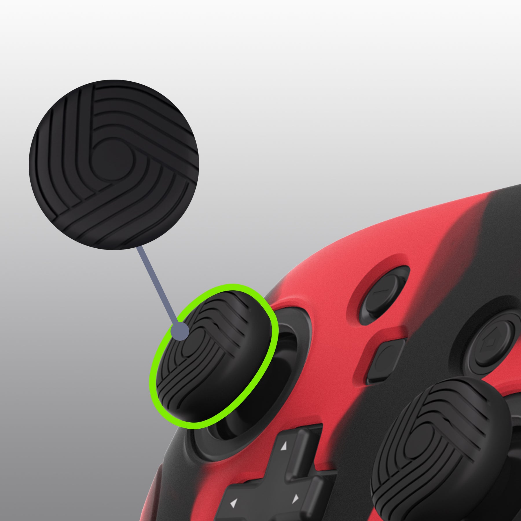 PlayVital Samurai Edition Ergonomic Anti-slip Silicone Skin Protective Case with Thumb Grip Caps for Nintendo Switch Pro Controller - Red & Black - EBNPP012 PlayVital
