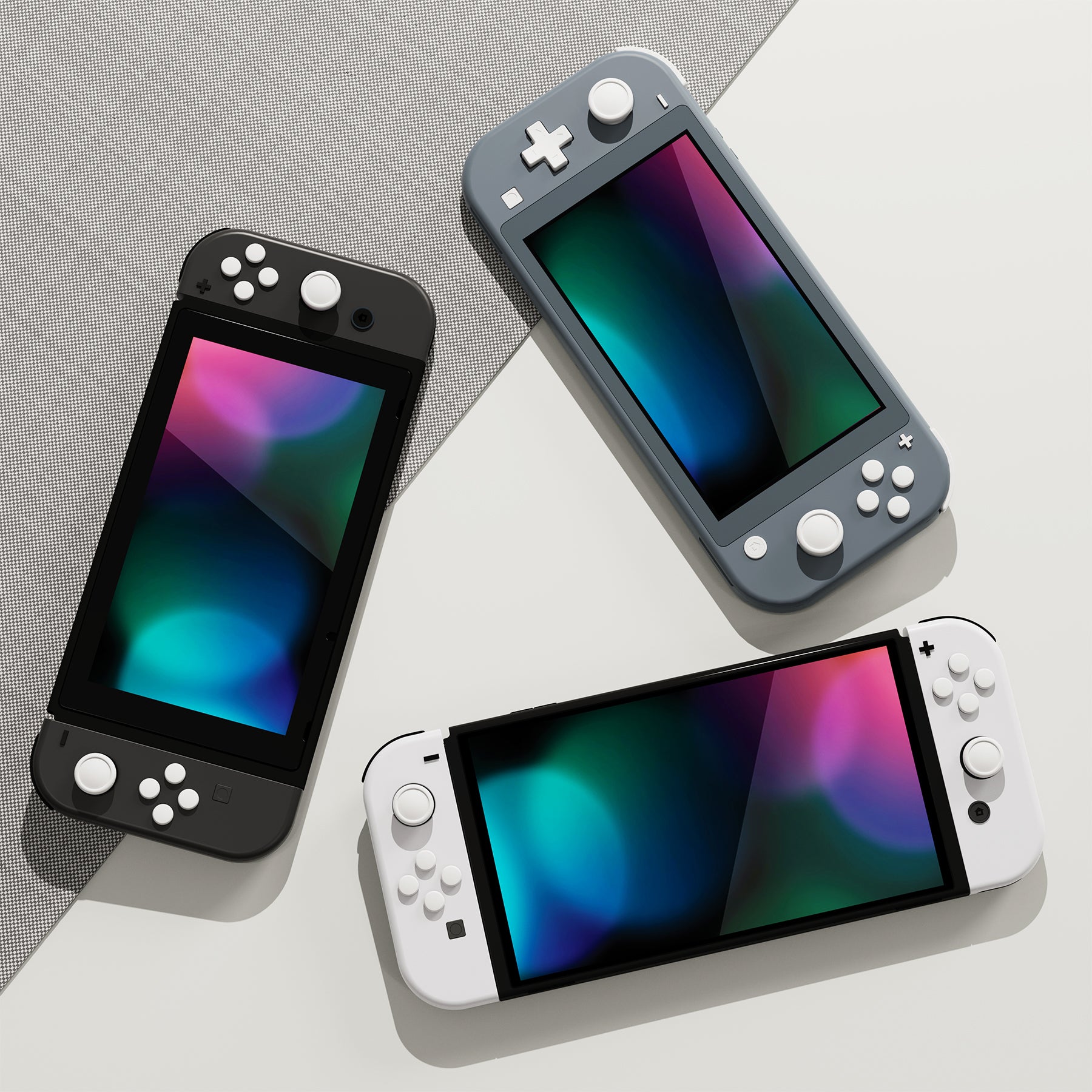 PlayVital Silicone Button Covers and Thumb Grip Set for Nintendo Switch & Switch OLED & Switch Lite ABXY Directional Key Button Caps with Switch Lite D-Pad Button Cap - White PlayVital