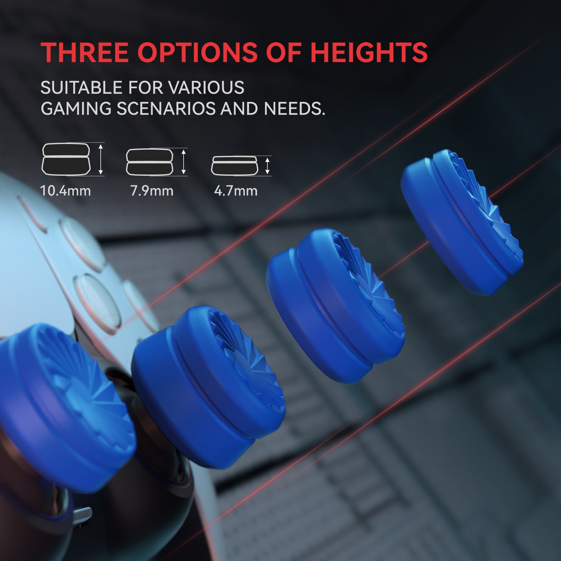 PlayVital Turbine Thumbs Cushion Thumb Grips Caps for PS5 & PS4 & Switch Pro & Xbox Elite Series 2 & Xbox One & Xbox Core Wireless Controller - Blue - PJM3055 PlayVital