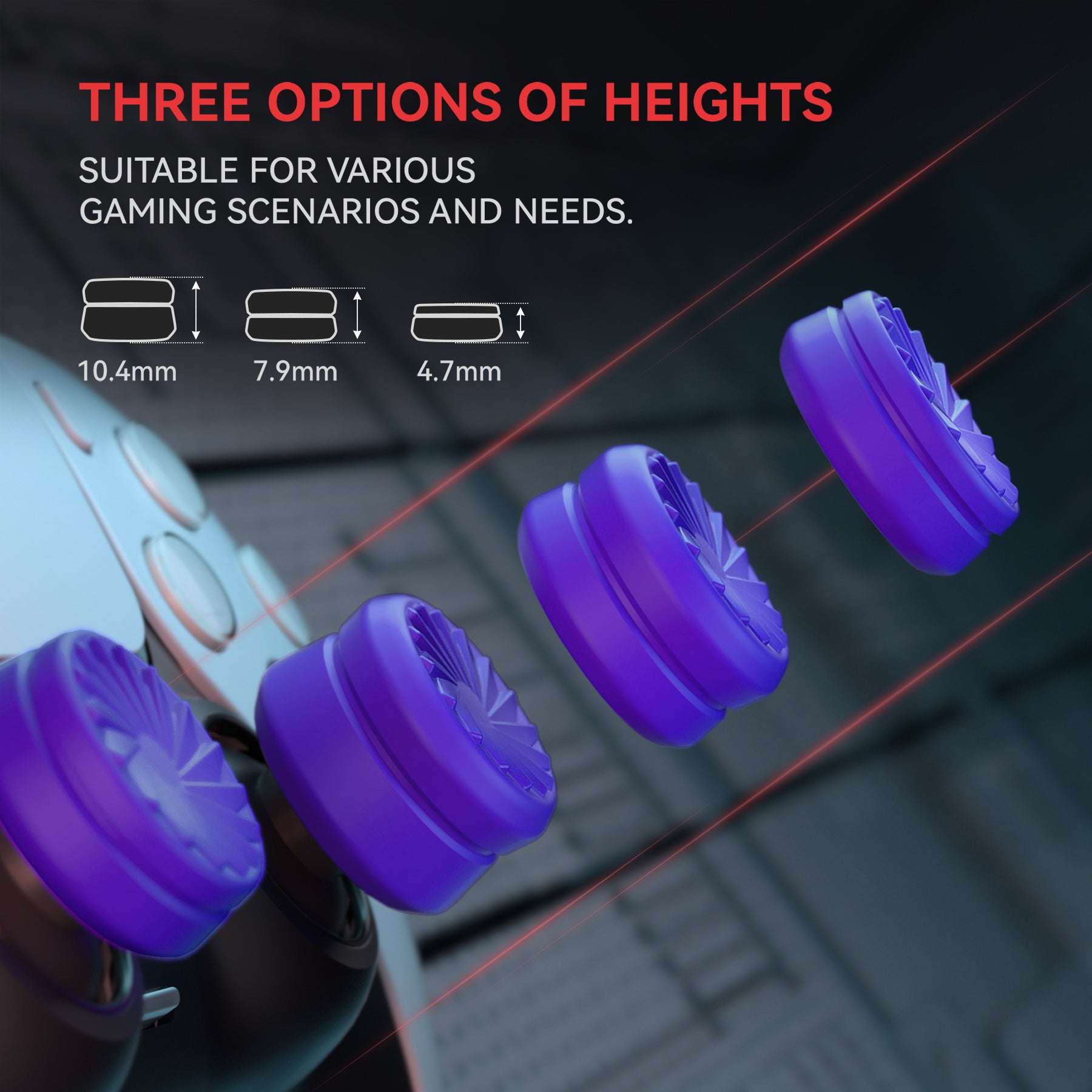 PlayVital Turbine Thumbs Cushion Thumb Grips Caps for PS5 & PS4 & Switch Pro & Xbox Elite Series 2 & Xbox One & Xbox Core Wireless Controller - Purple  - PJM3054 PlayVital
