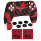 PlayVital Upgraded 3D Studded Edition Anti-Slip Silicone Cover Skin with 6 Thumb Grips & 2 Stickers for PS5 Controller, Compatible with Charging Dock - Red & Black PlayVital